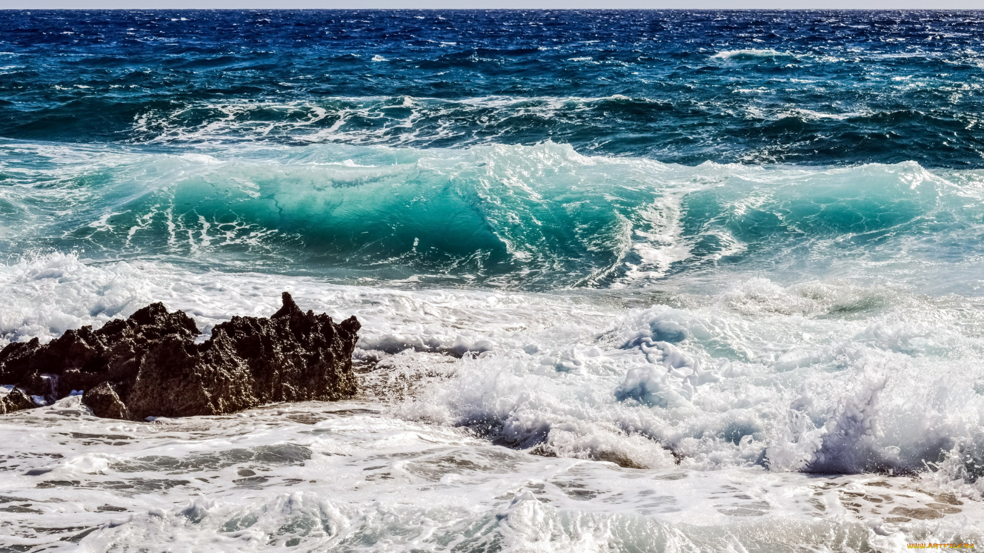 природа, побережье, море, волны, камень