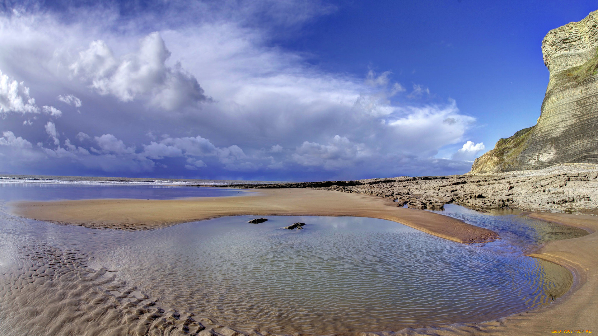 природа, побережье, простор