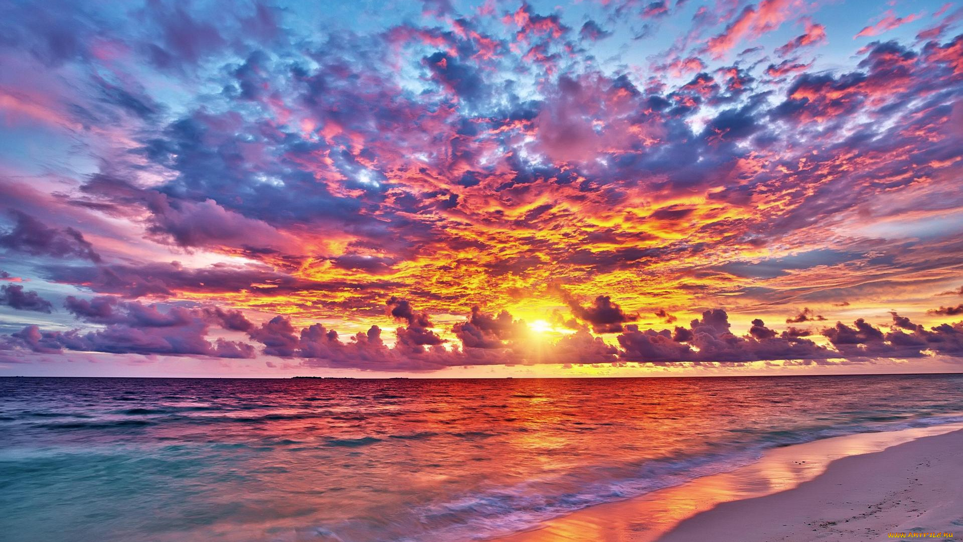 природа, восходы, закаты, закат, пляж, море