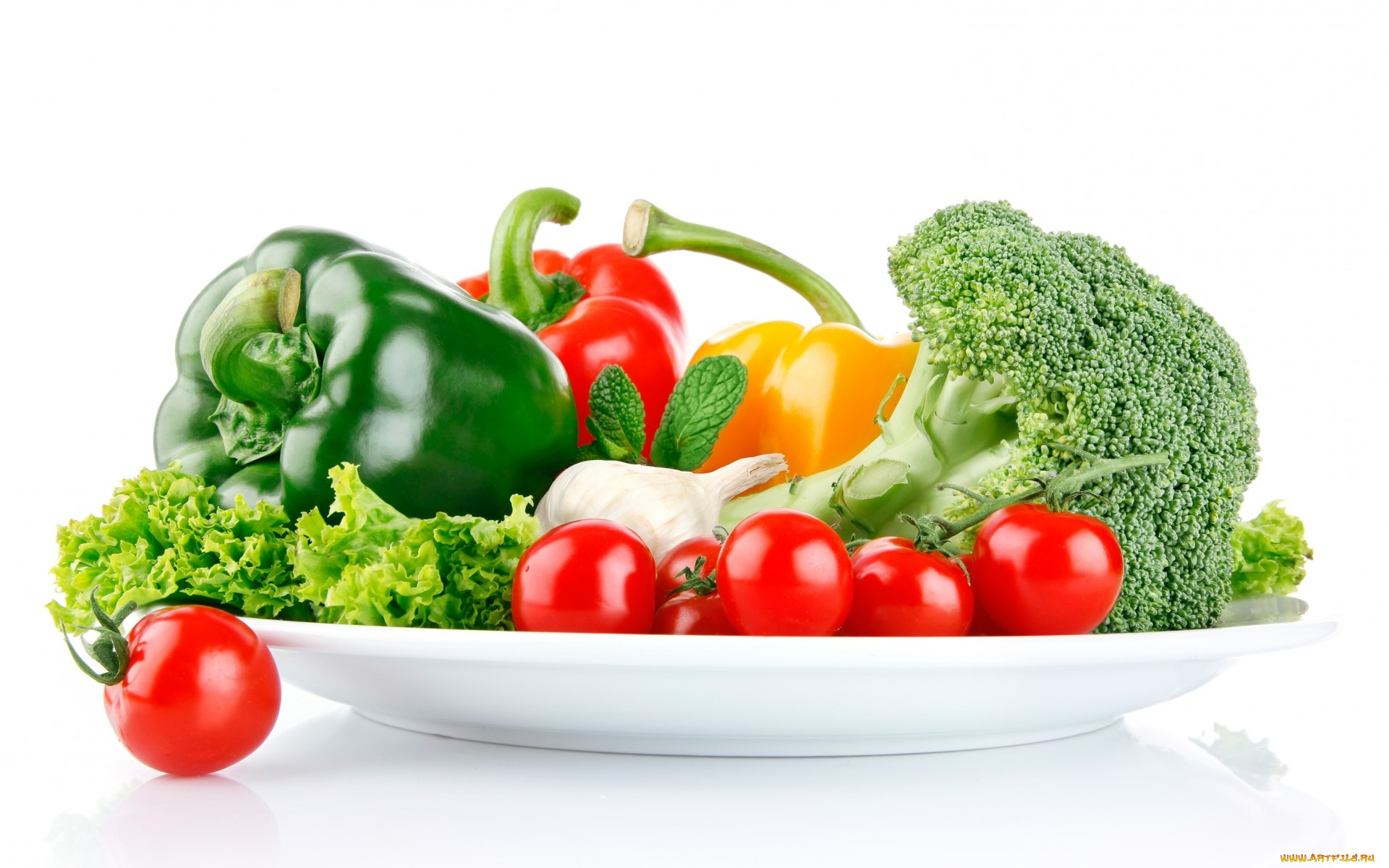 еда, овощи, помидоры, перец, чеснок, брокколи, салат