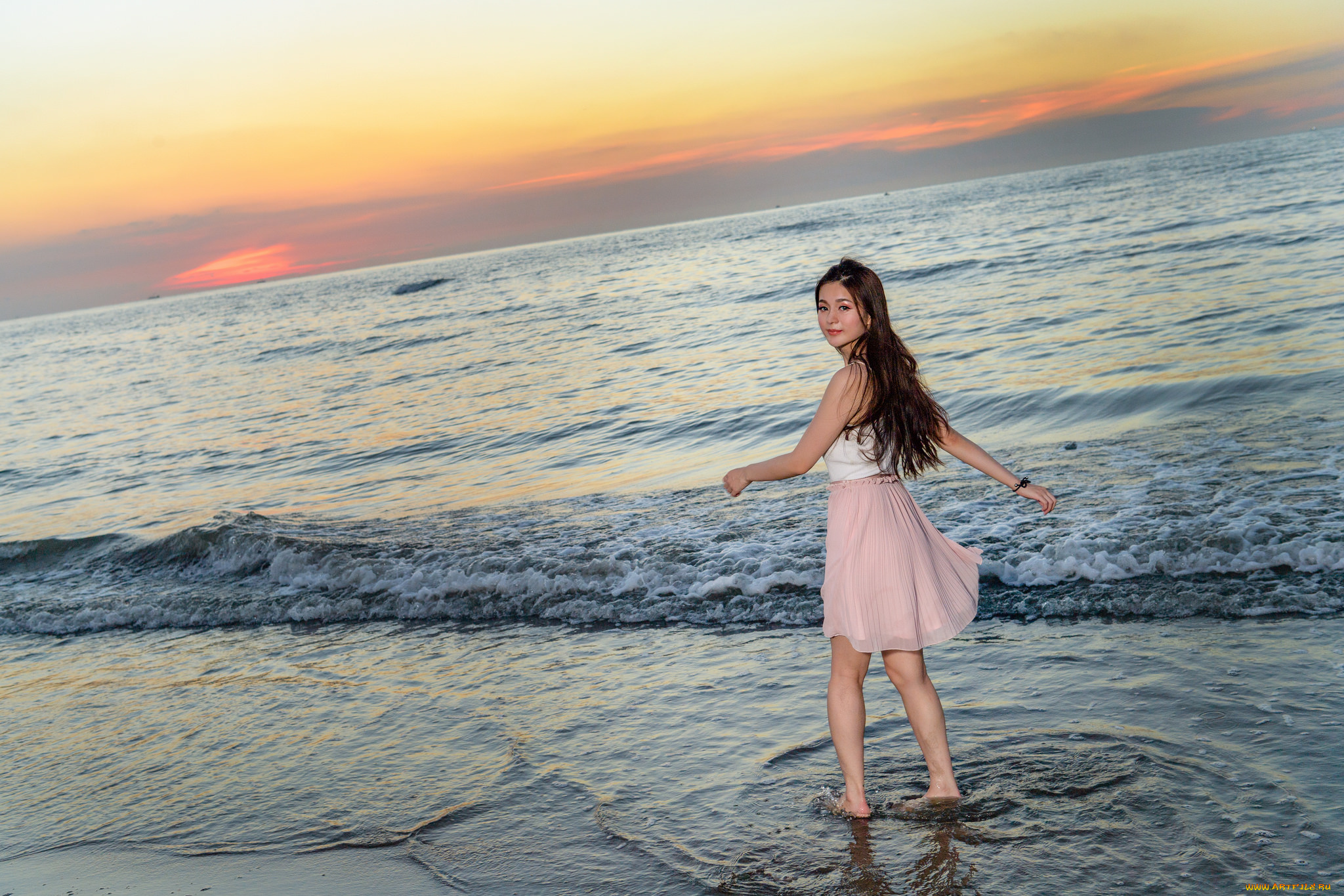 девушки, -unsort, , азиатки, фон, девушка, взгляд