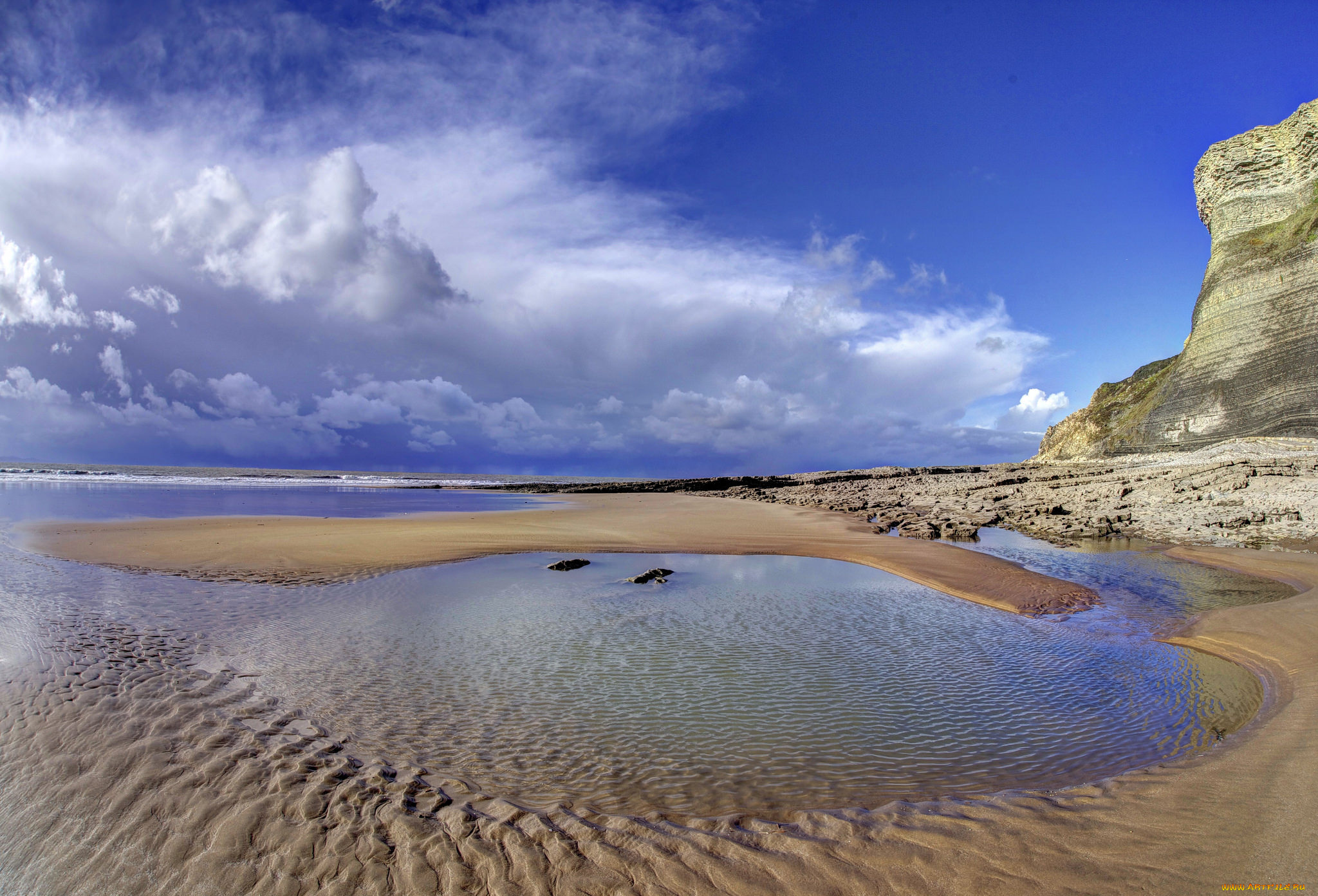 природа, побережье, простор