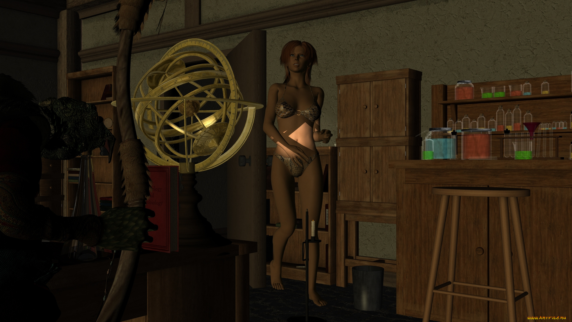 3д, графика, фантазия, , fantasy, фон, взгляд, девушка