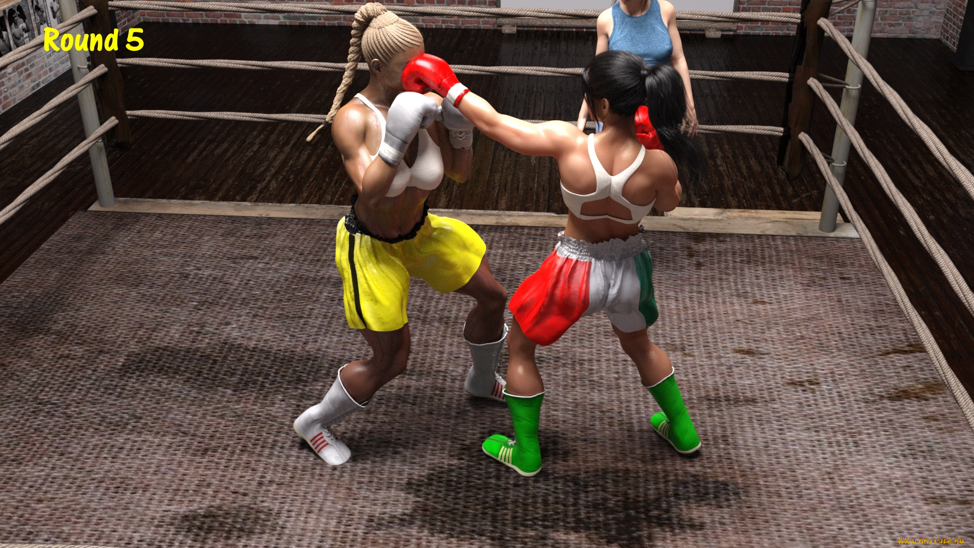 3д, графика, спорт, , sport, бокс, ринг, грудь, фон, взгляд, девушки