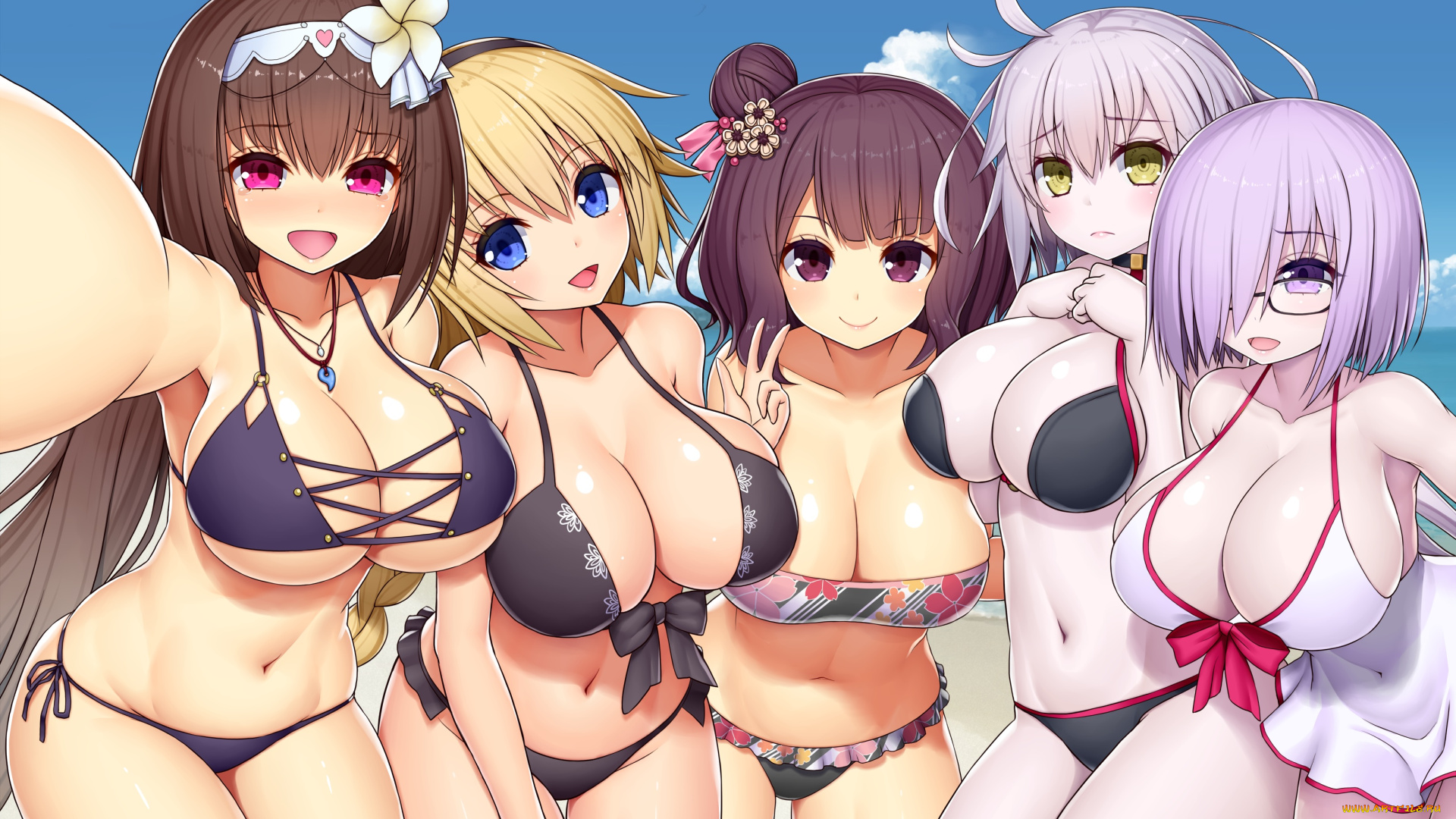 аниме, fate, stay, night, , grand, order, , apocrypha, девушки, взгляд, фон