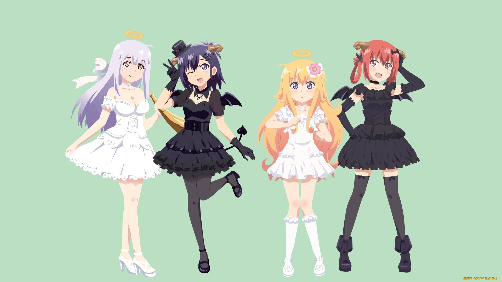 аниме, kobayashi-san, chi, no, maid, dragon, взгляд, фон, девушки