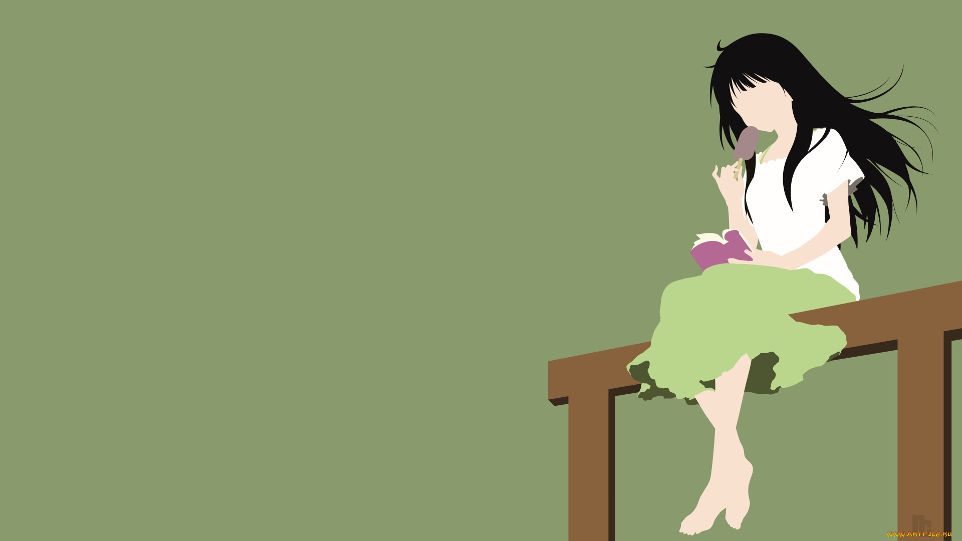 аниме, unknown, , другое, , взгляд, девушка, фон