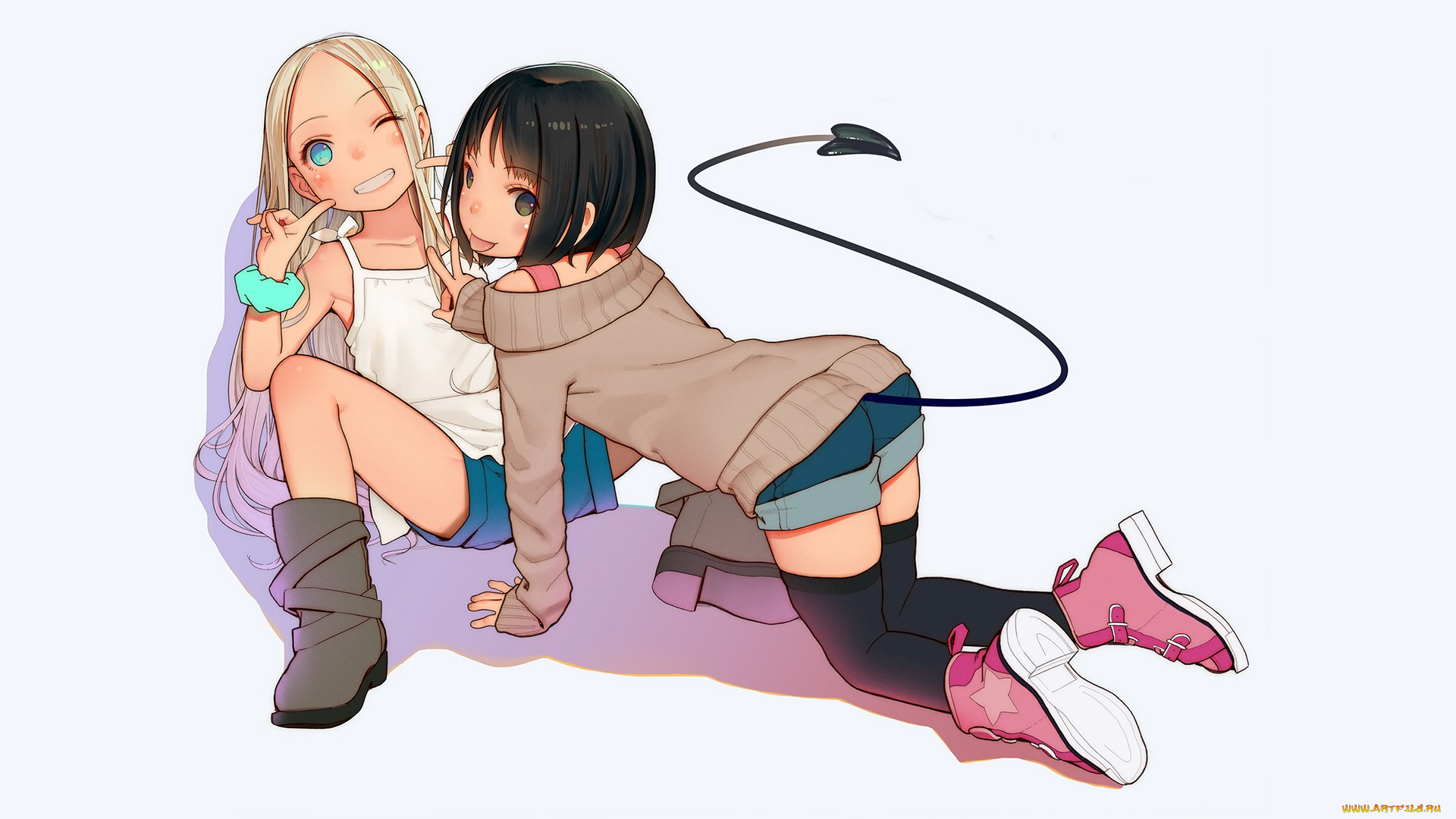 аниме, животные, , существа, девушки, фон, взгляд