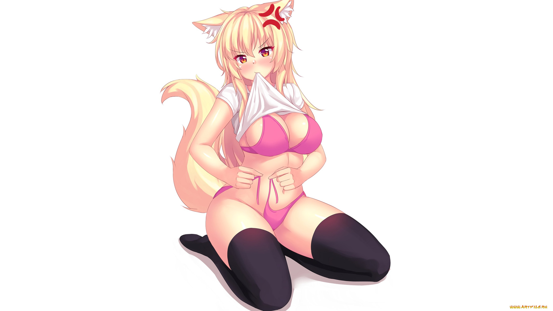 аниме, животные, , существа, взгляд, девушка, фон