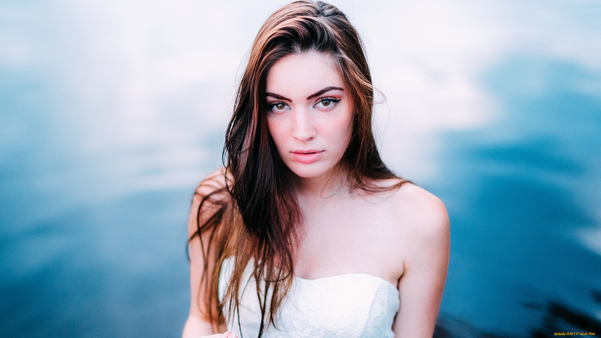 девушки, -unsort, , брюнетки, темноволосые, шатенка, декольте, вода