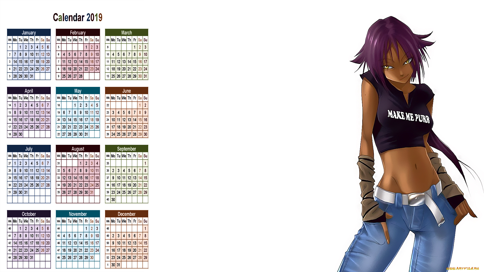 календари, аниме, взгляд, девушка