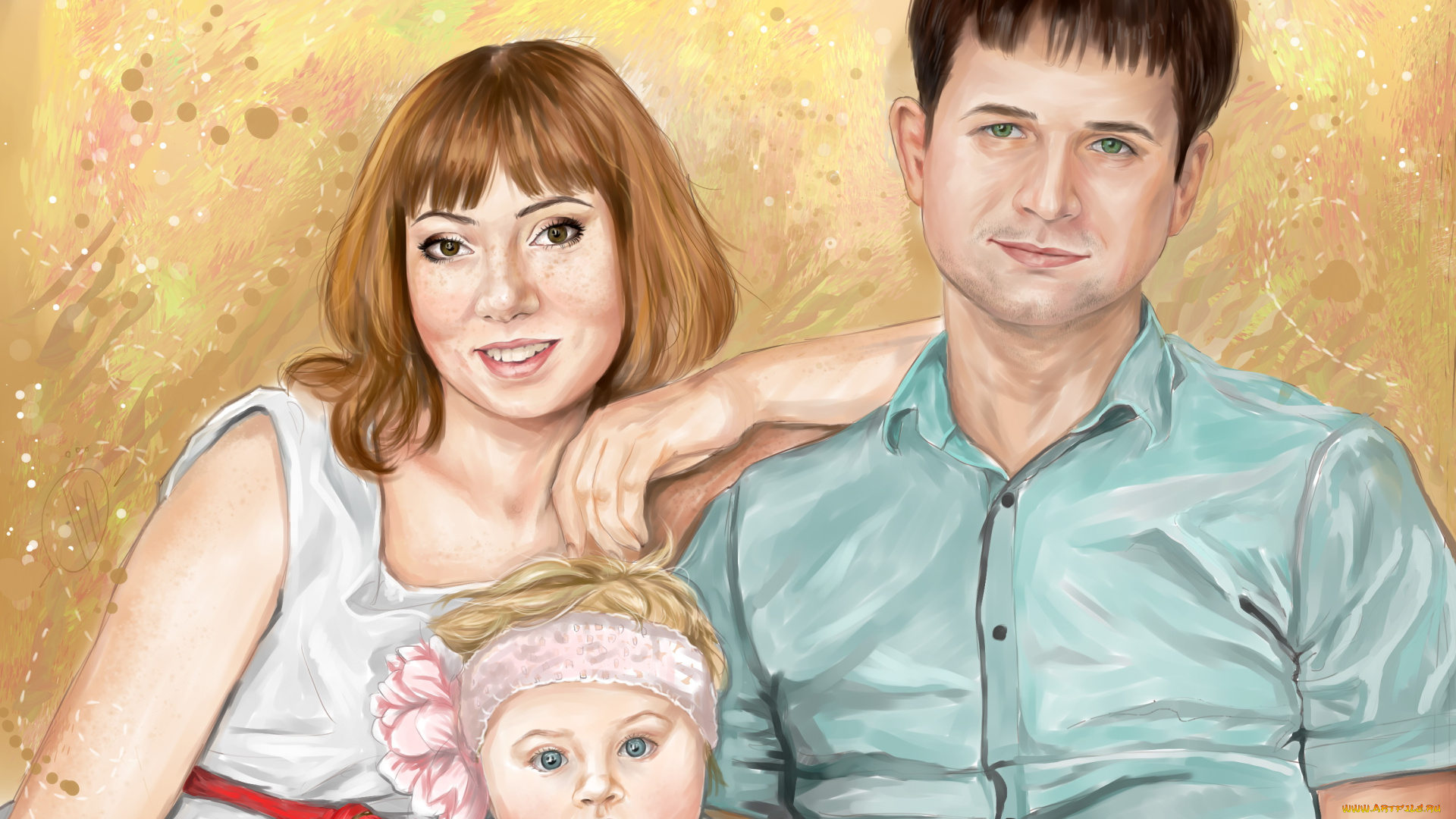 рисованное, люди, девушка, девочка, взгляд, фон, мужчина