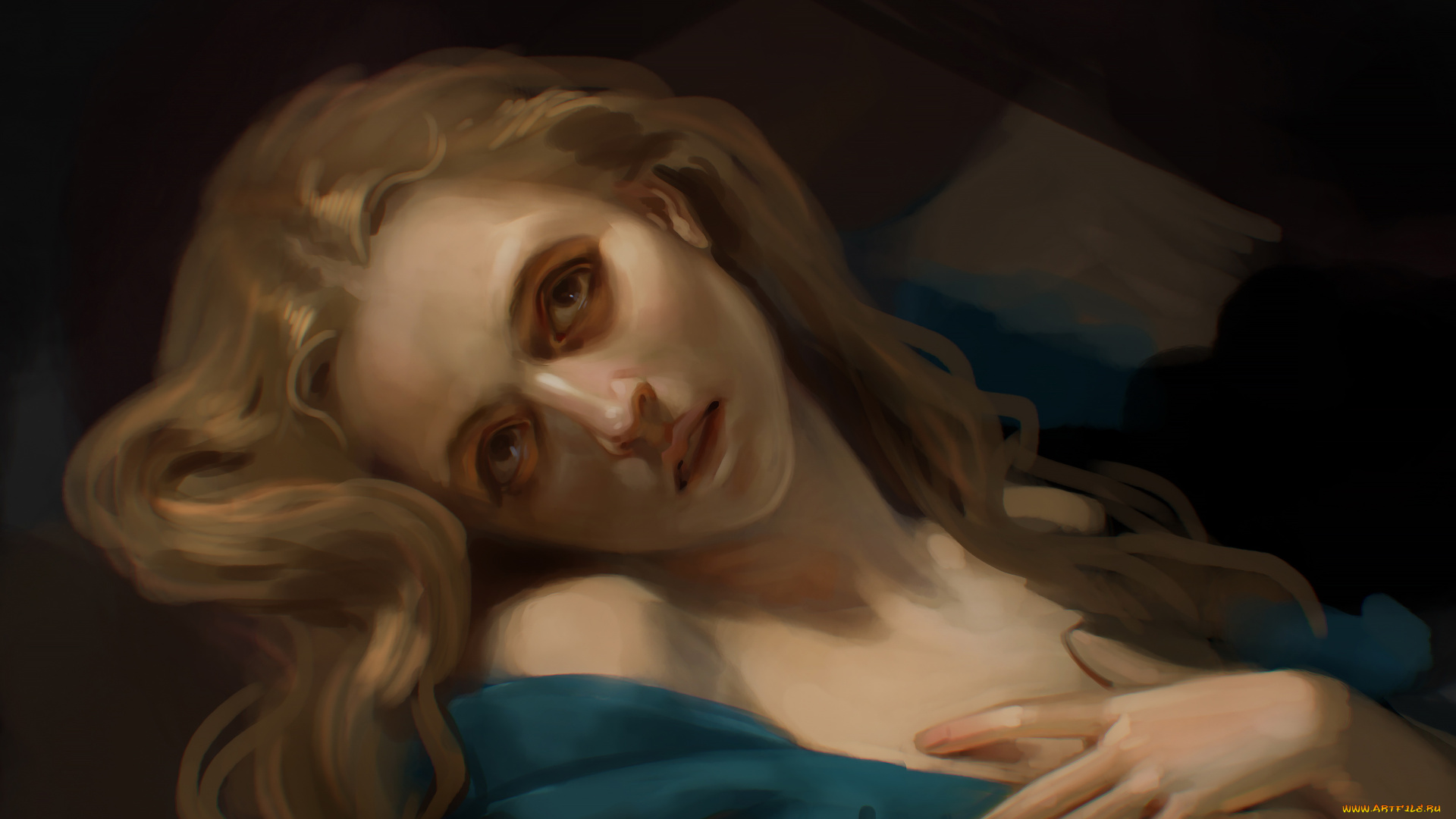 рисованное, люди, девушка, фон, взгляд