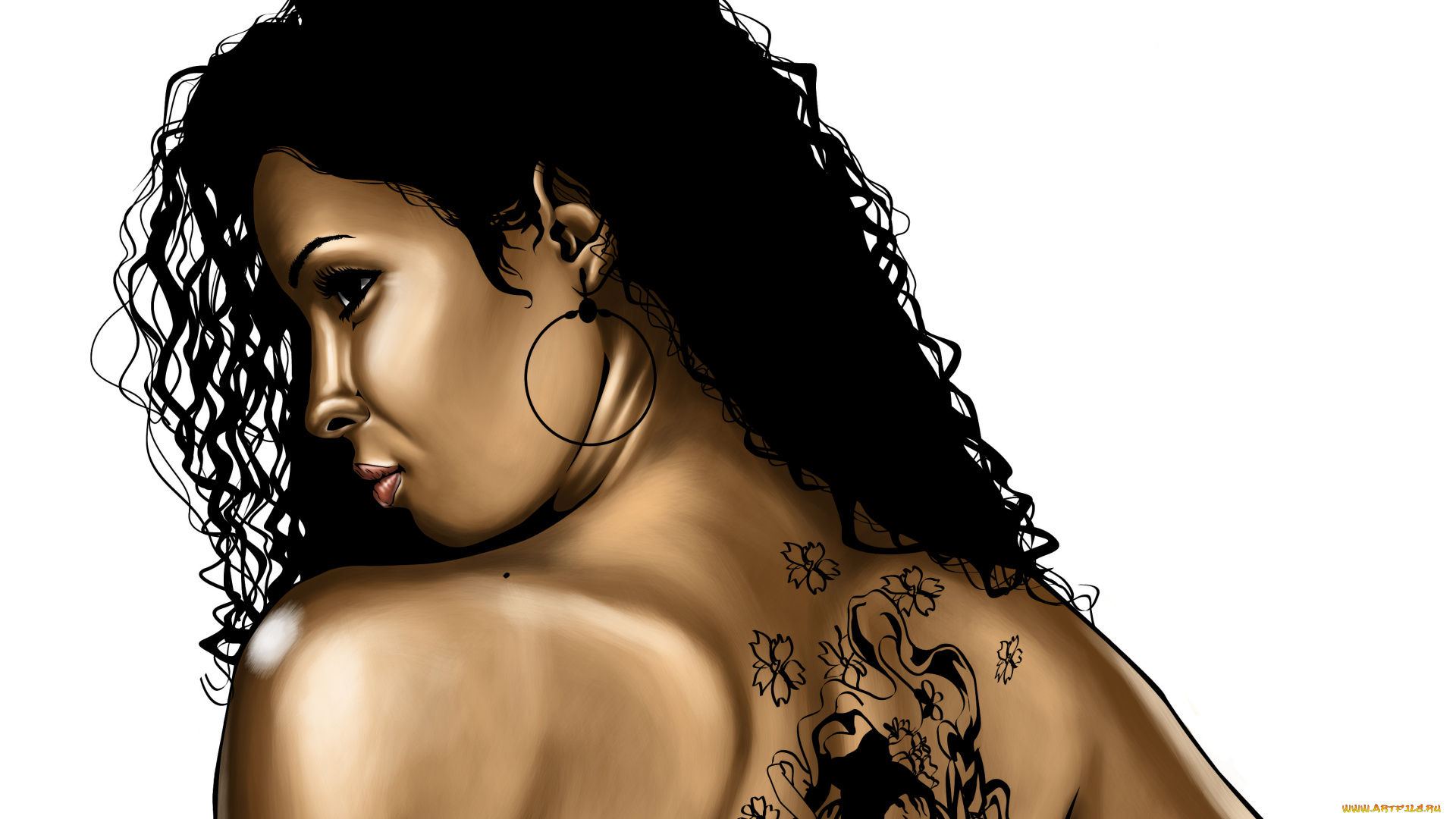 рисованное, люди, тату, фон, девушка