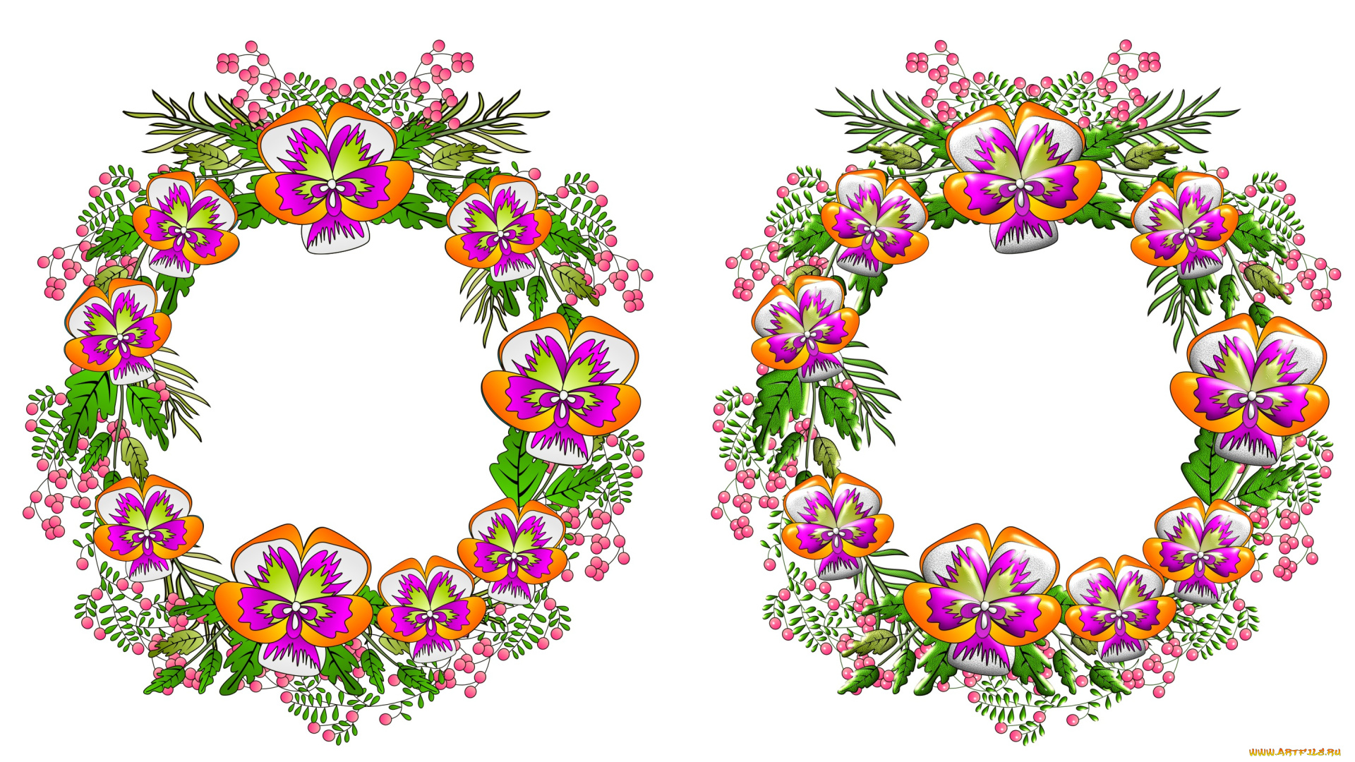 векторная, графика, цветы, , flowers, цветы, венки