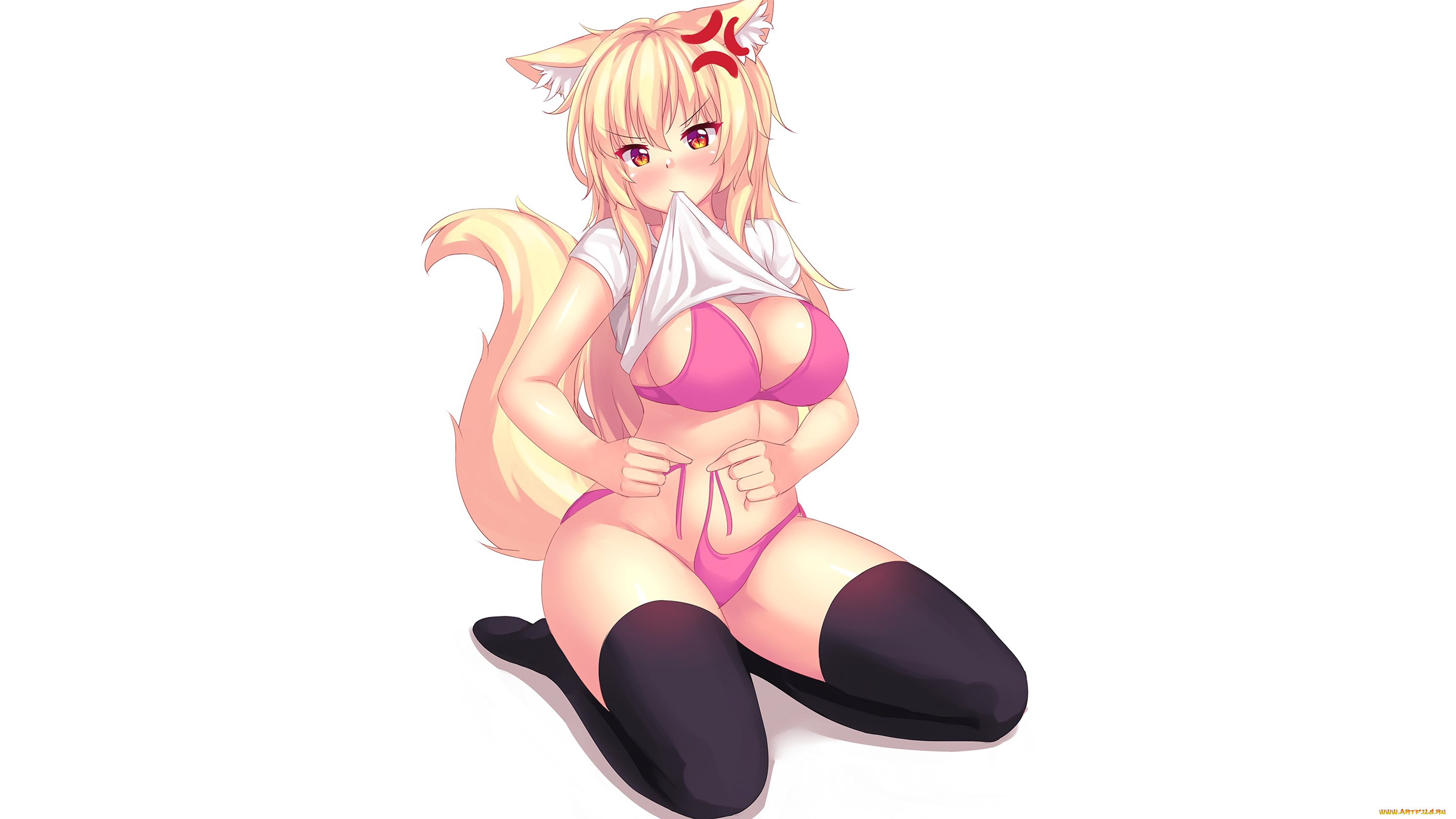 аниме, животные, , существа, взгляд, девушка, фон