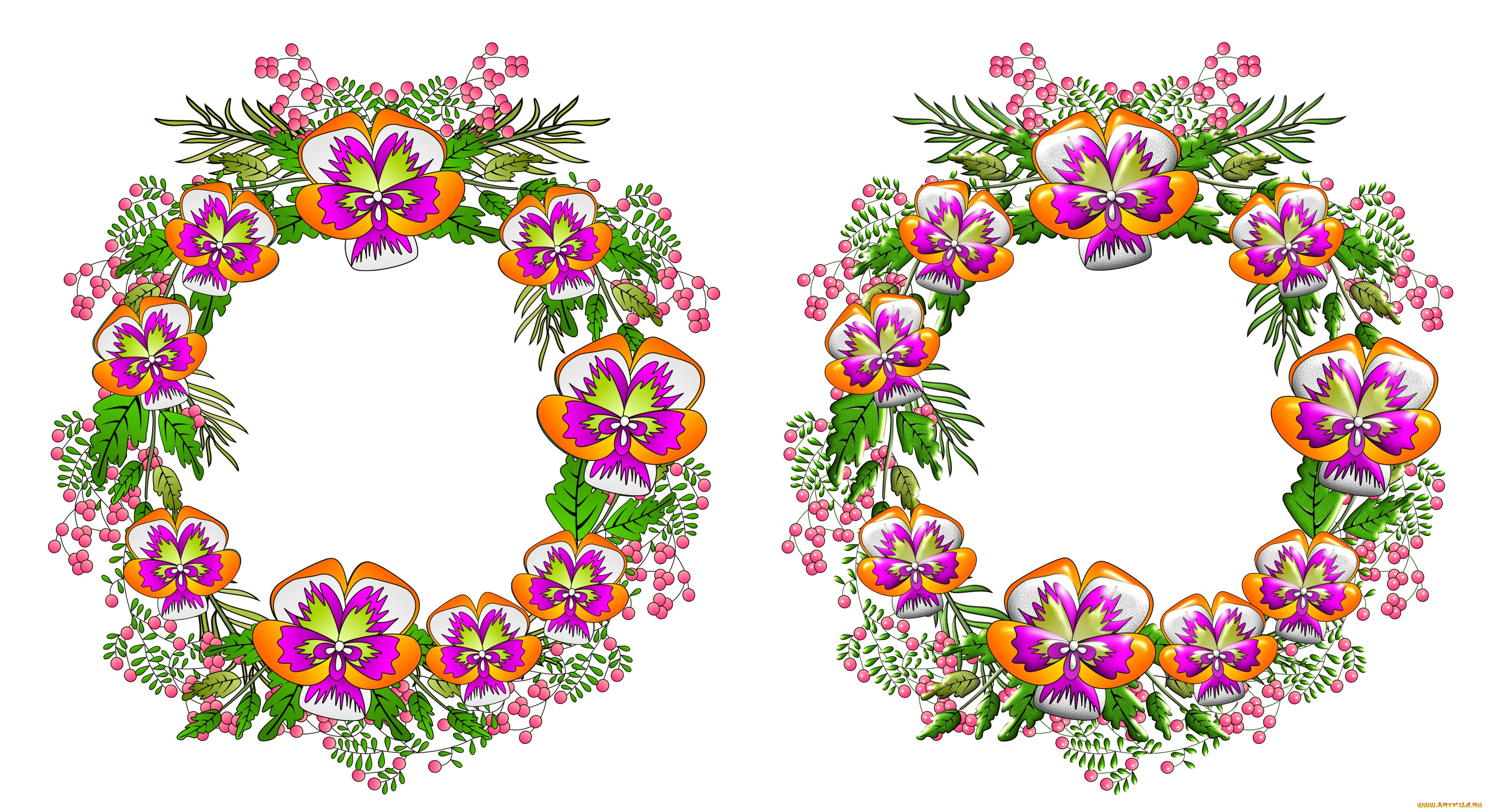 векторная, графика, цветы, , flowers, цветы, венки