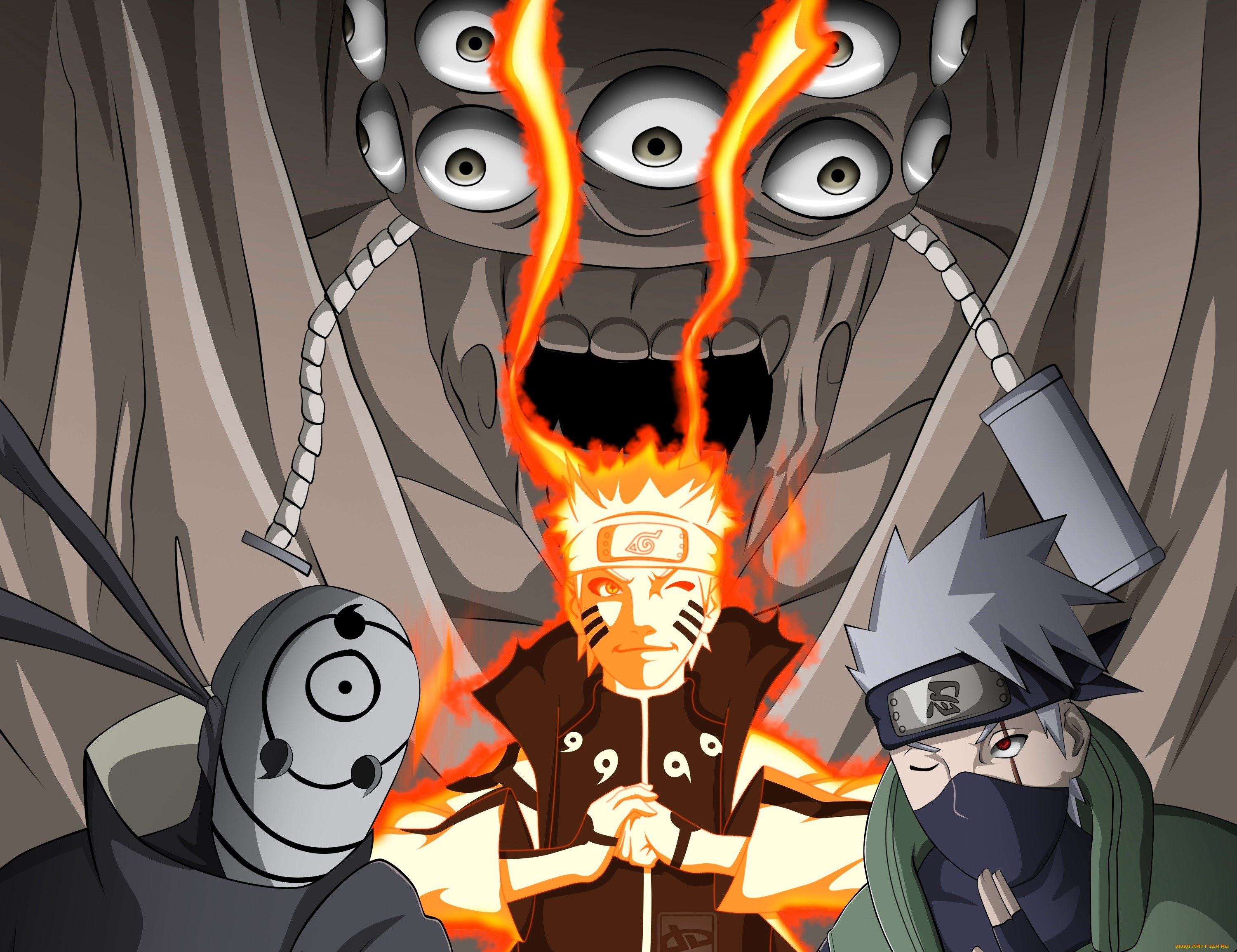 аниме, naruto, глаза, маска, какаши, наруто