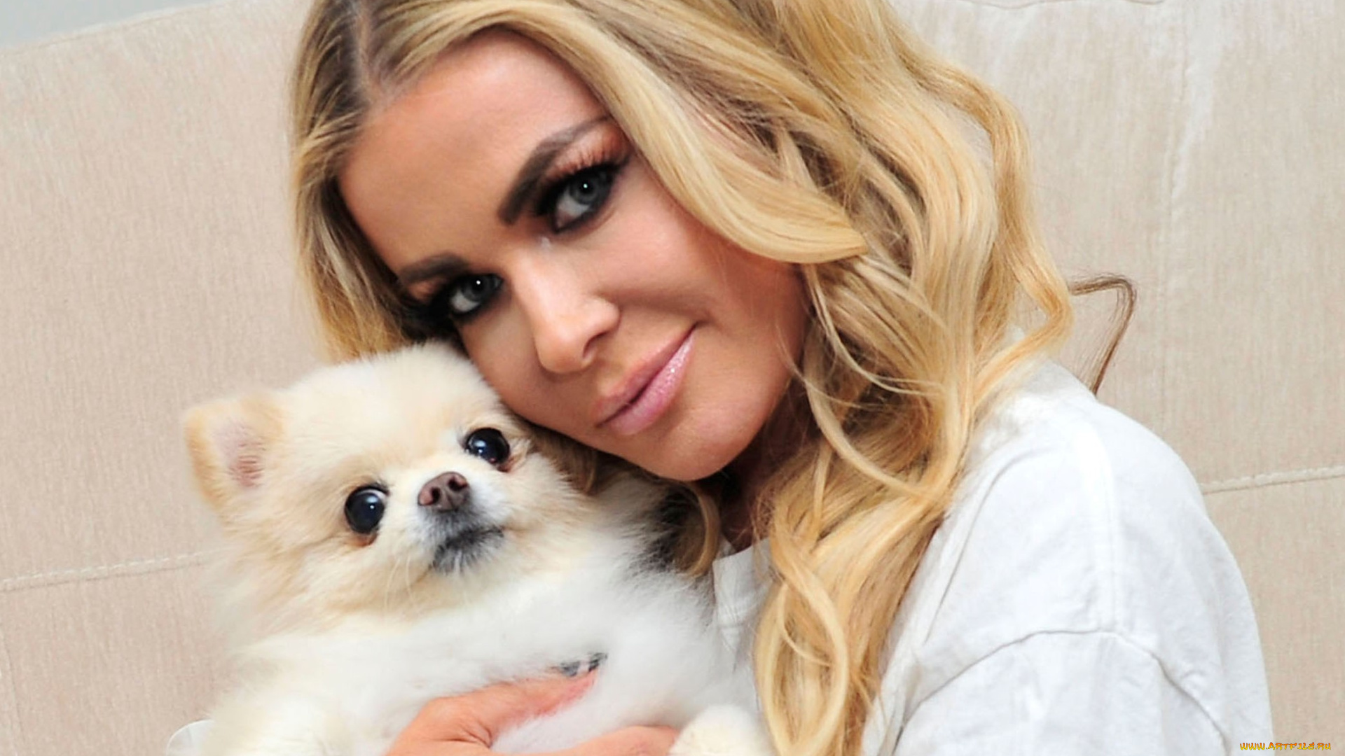 девушки, carmen, electra, блондинка, лицо, собака