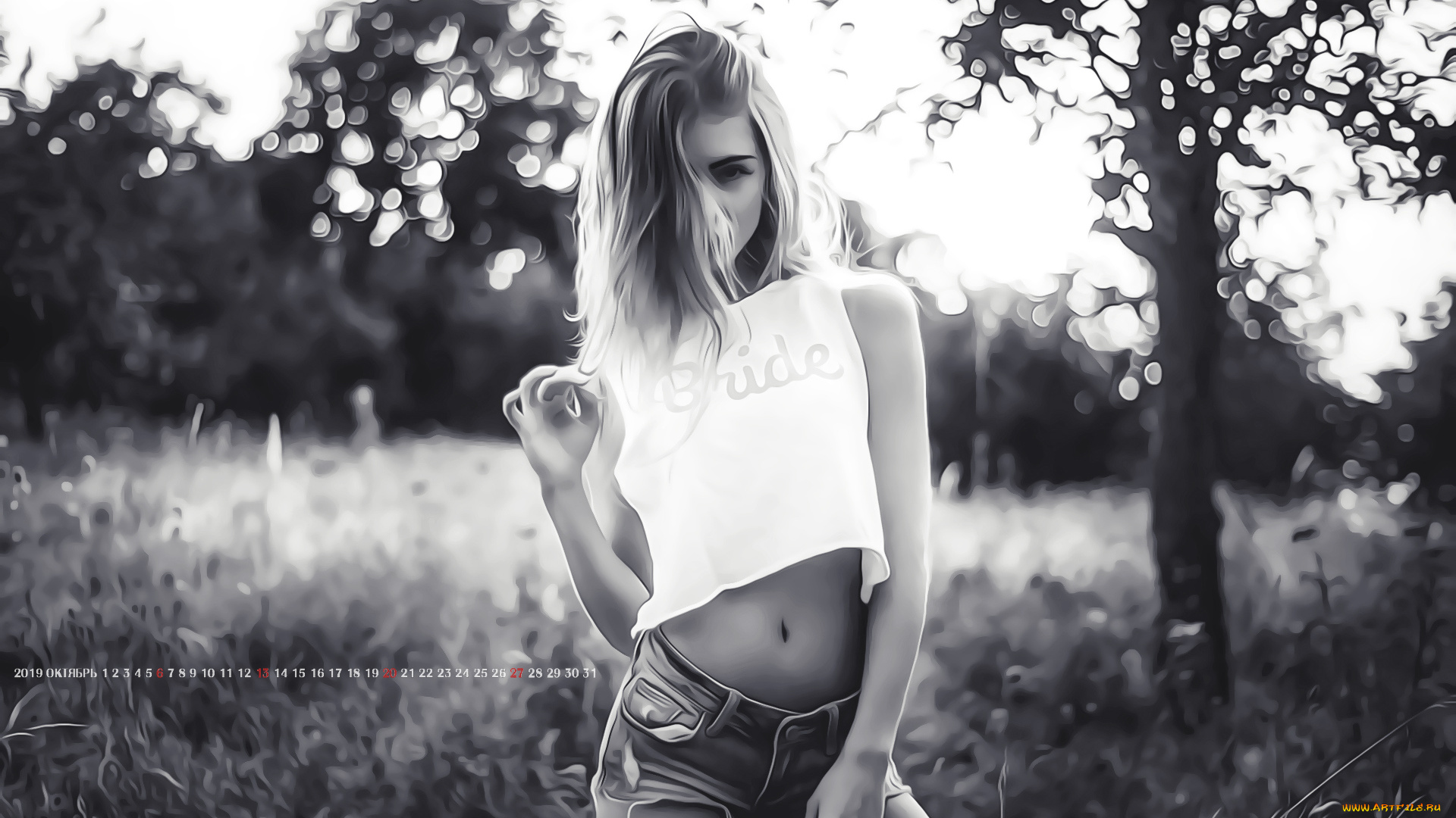 календари, компьютерный, дизайн, природа, девушка, трава, дерево, растение, calendar, 2019