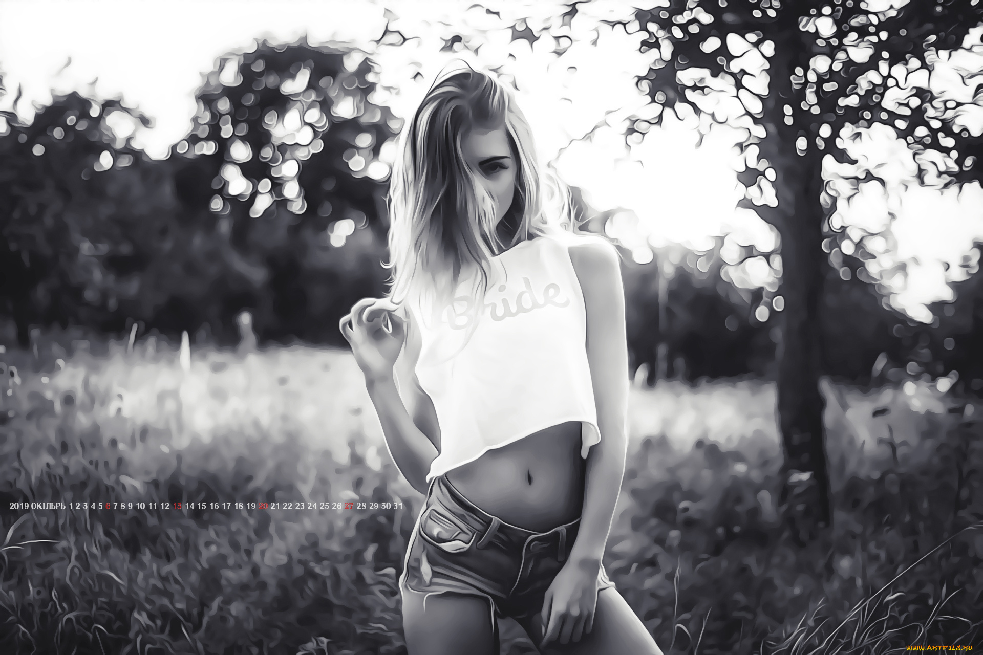 календари, компьютерный, дизайн, природа, девушка, трава, дерево, растение, calendar, 2019