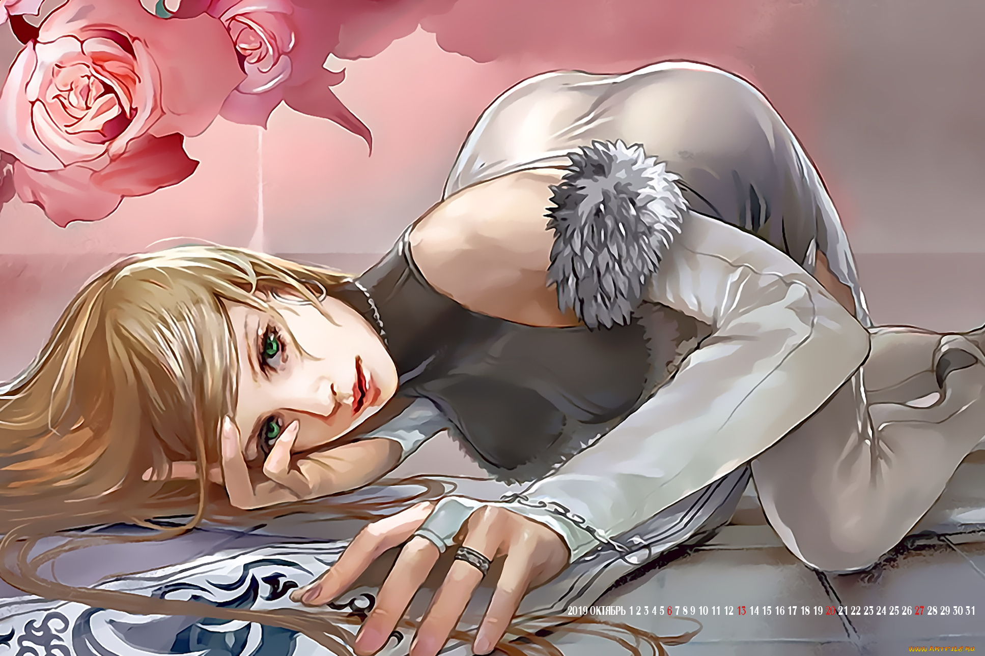 календари, рисованные, , векторная, графика, цветы, calendar, 2019, девушка, взгляд