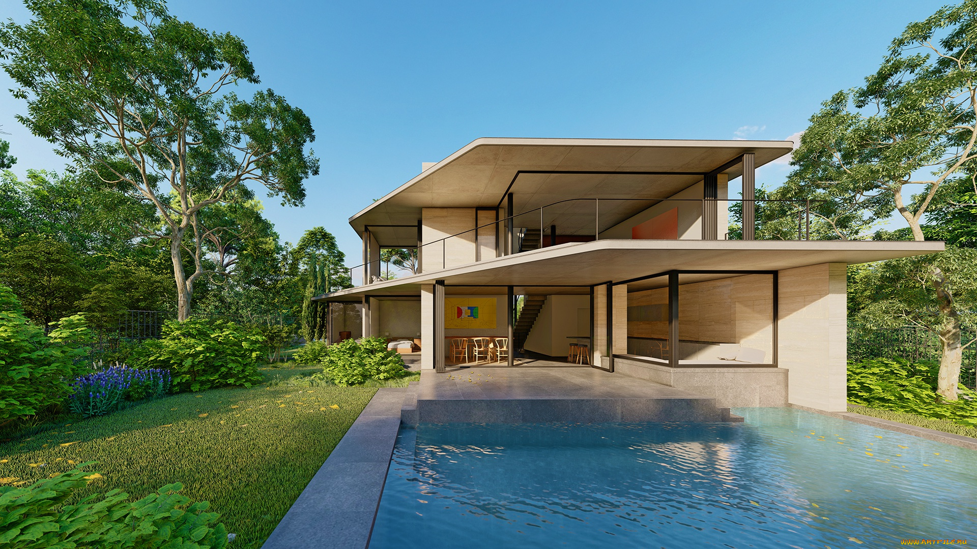 города, -, здания, , дома, дом, бассейн, архитектура, испания, терраса, барселона, постойка, new, family, villa, by, architects, nueva, casa, особняк, la-plana