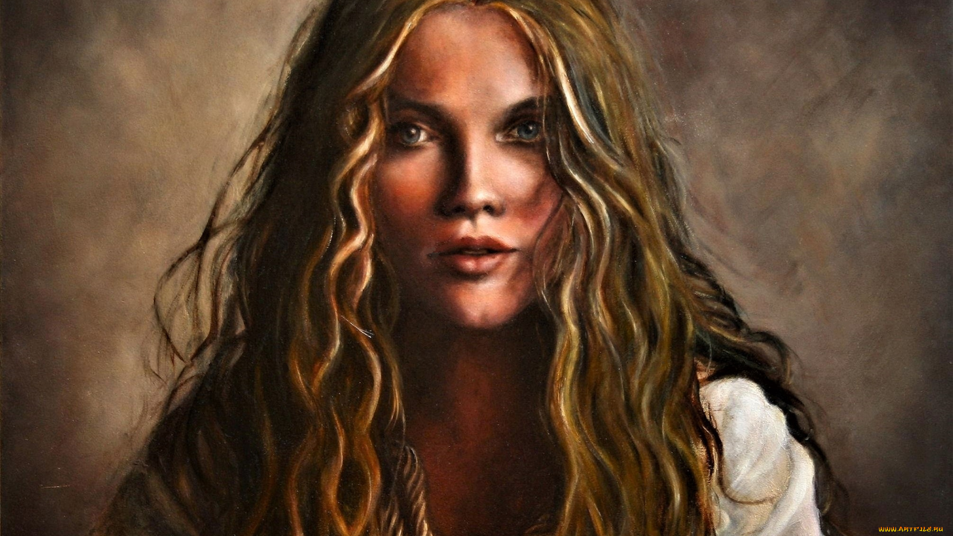 рисованное, люди, девушка, лицо, портрет