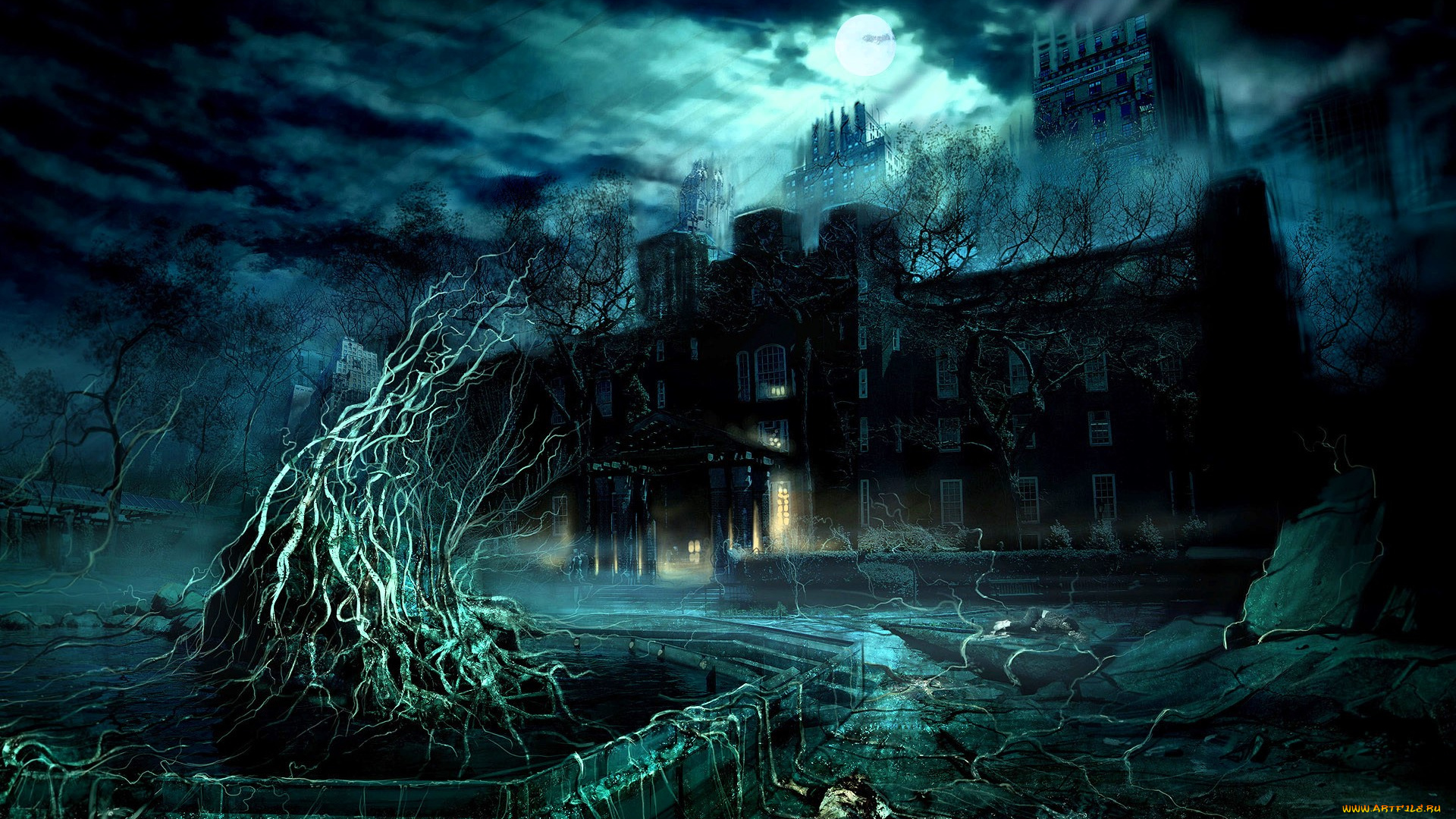 alone, in, the, dark, видео, игры, дома, свет, растения, корни, человек