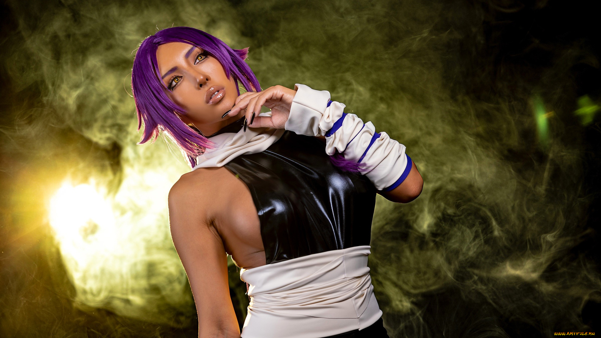 девушки, nonsummerjack, образ, костюм, косплей, латекс, свет, дым