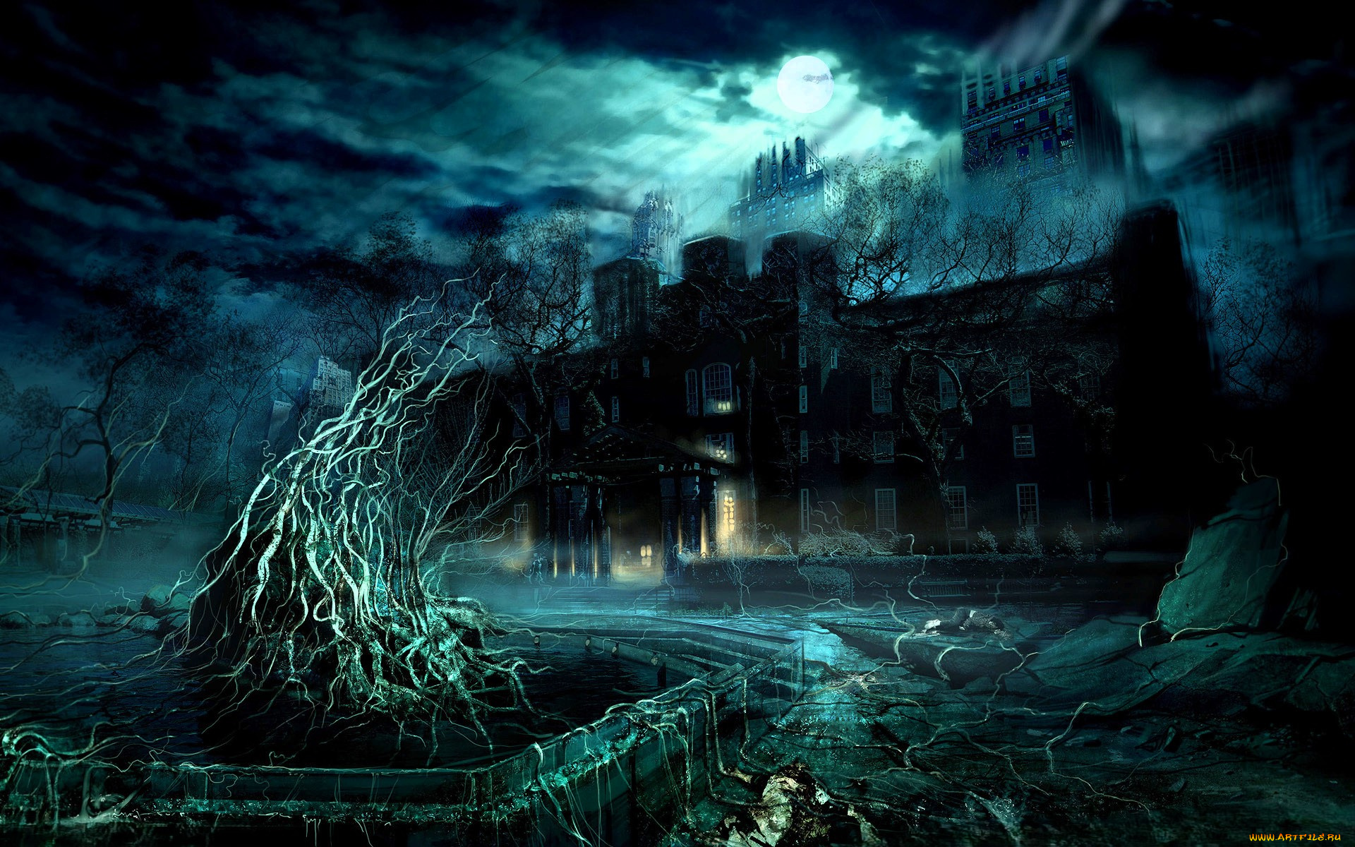 alone, in, the, dark, видео, игры, дома, свет, растения, корни, человек