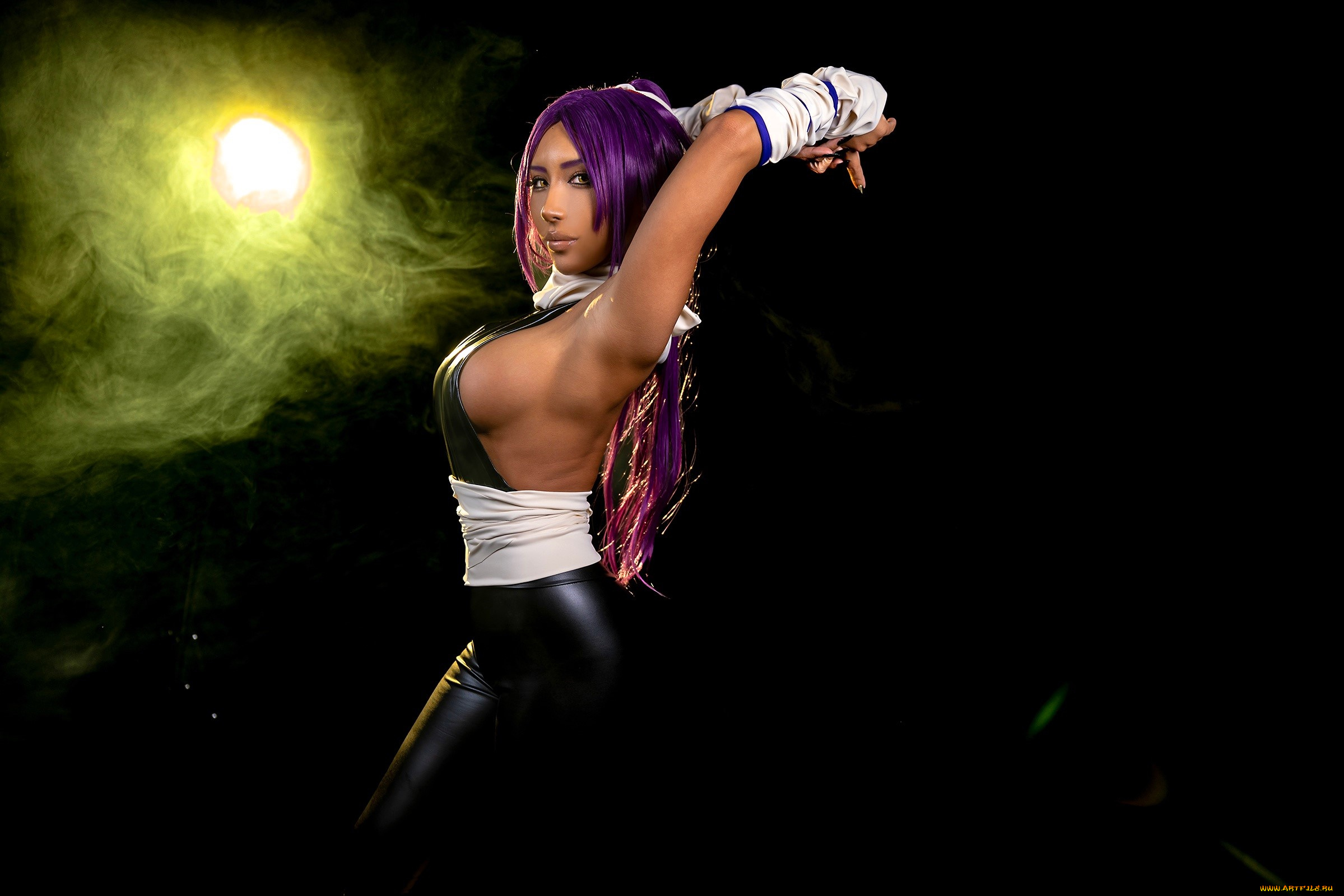 девушки, nonsummerjack, образ, костюм, косплей, латекс, свет, дым