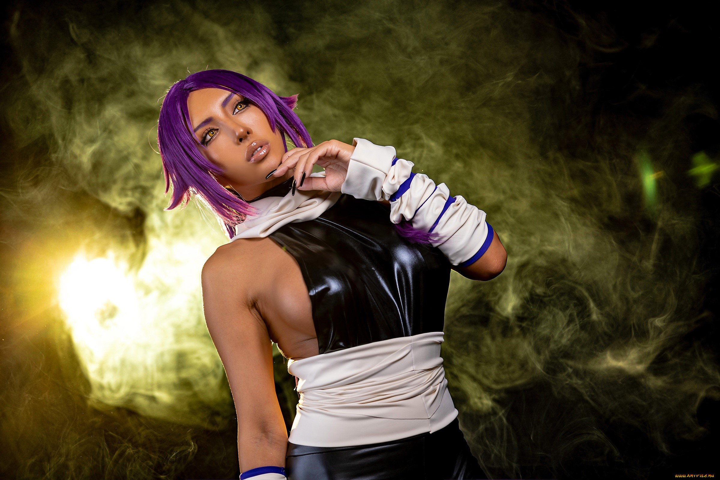 девушки, nonsummerjack, образ, костюм, косплей, латекс, свет, дым