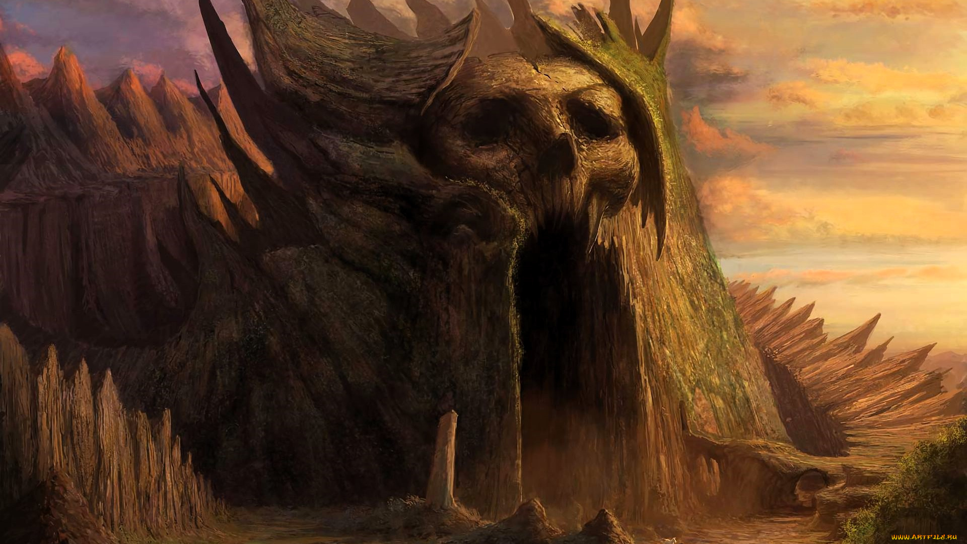 фэнтези, иные, миры, , иные, времена, всадник, скалы, пещера, голова