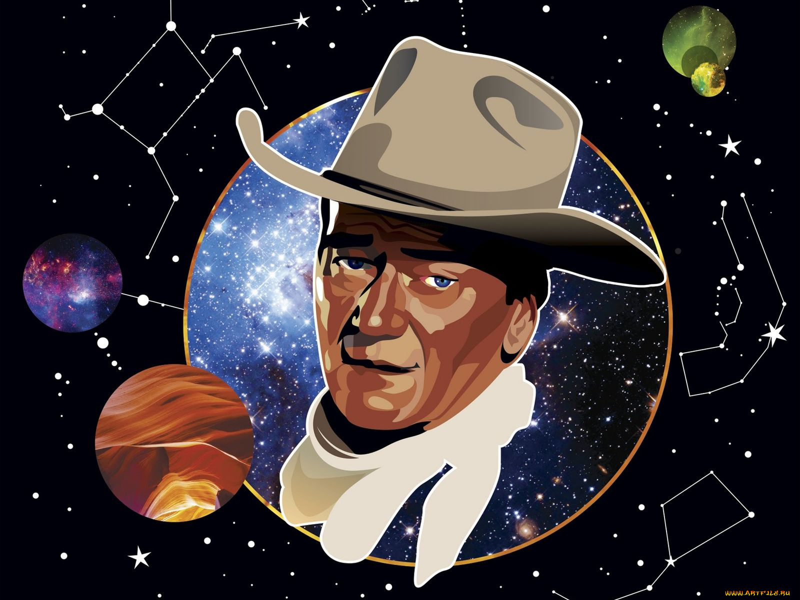 john, wayne, векторная, графика, шляпа, актер