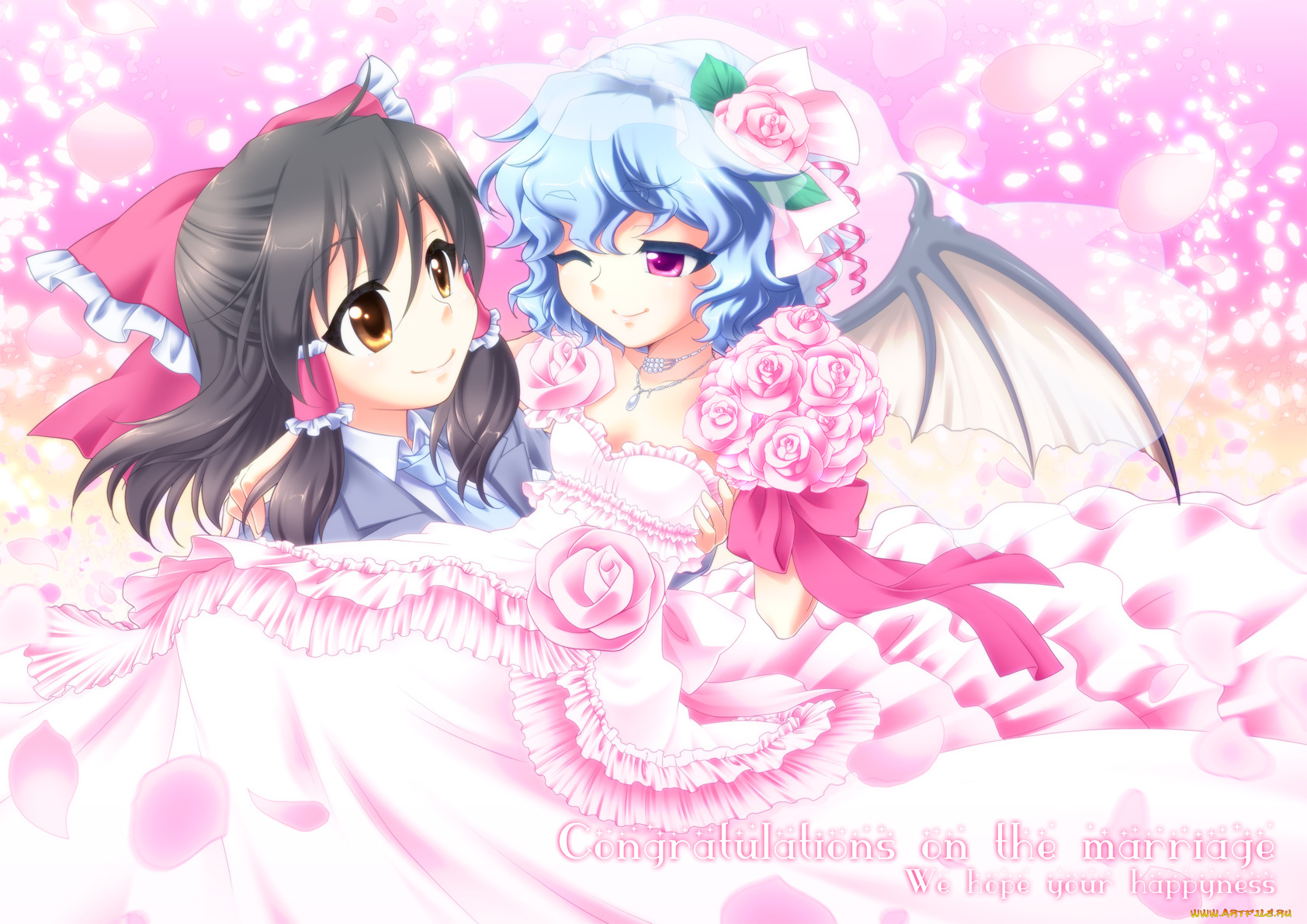 аниме, touhou, рейму, хакурей, и, ремилия, скарлет