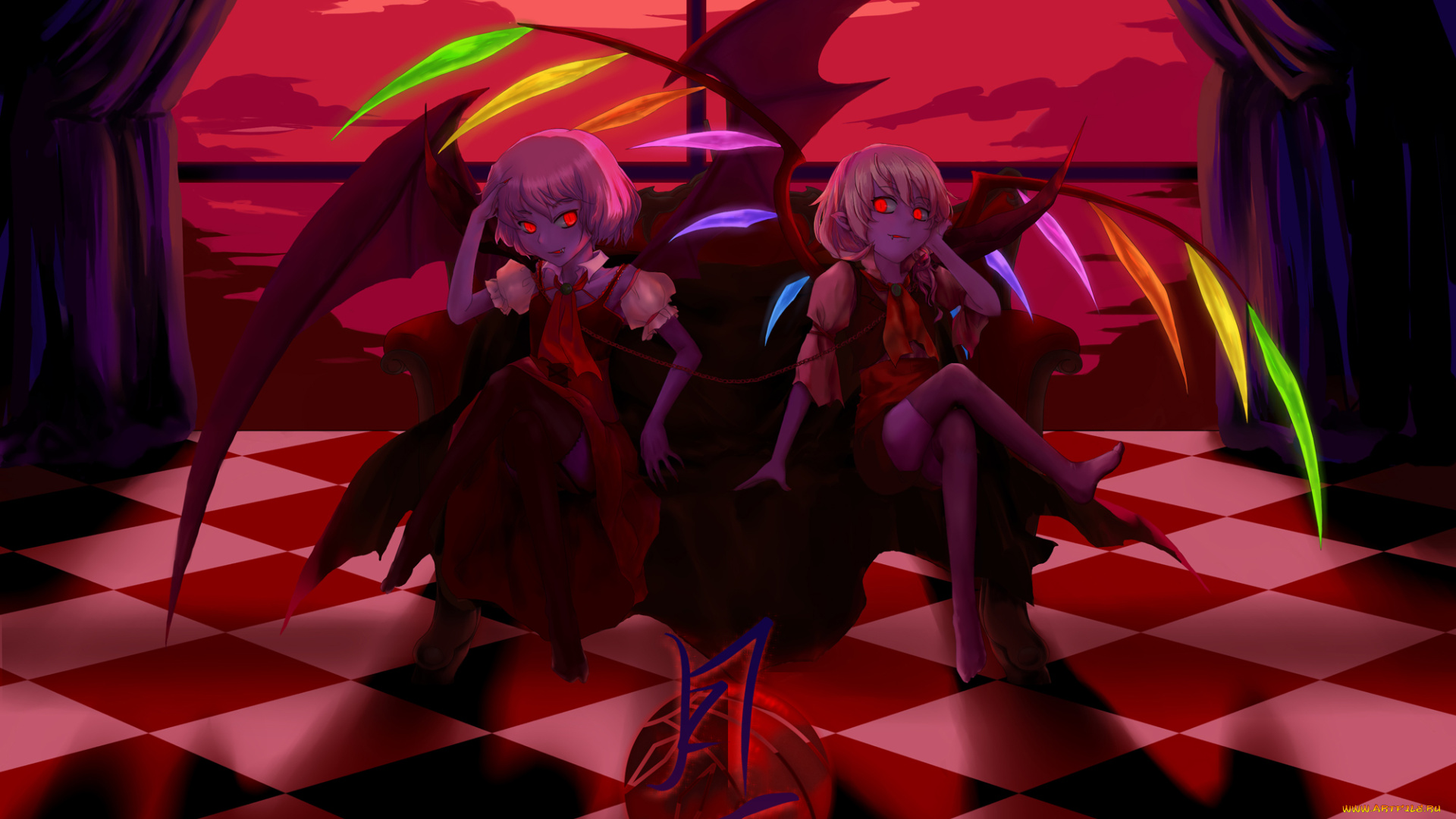 аниме, touhou, ремилия, и, фландр, скарлет