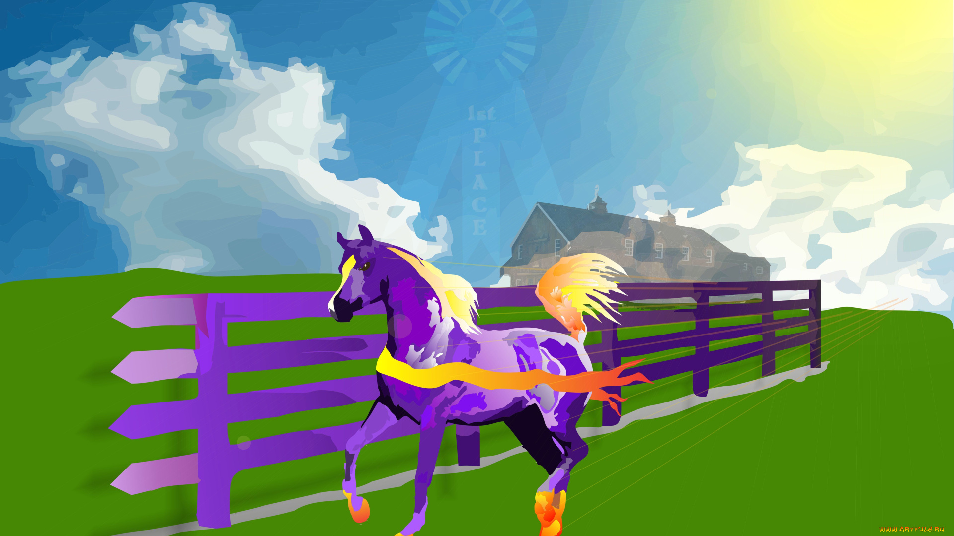 векторная, графика, лошадь