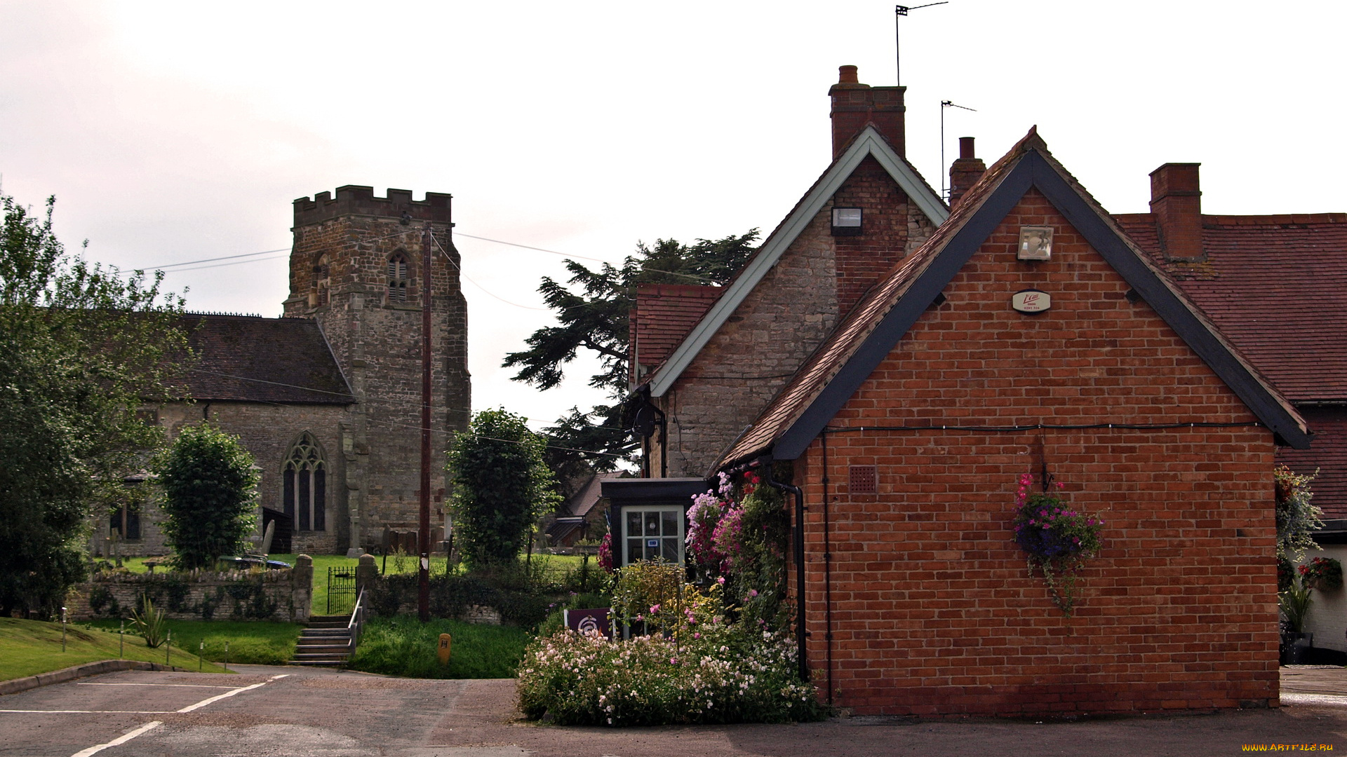 англия, стратфорд, он, эйвон, города, здания, дома, цветы