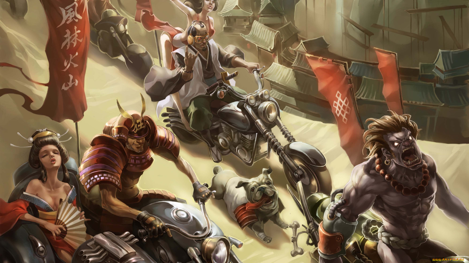 фэнтези, существа, гонки, мотоциклы