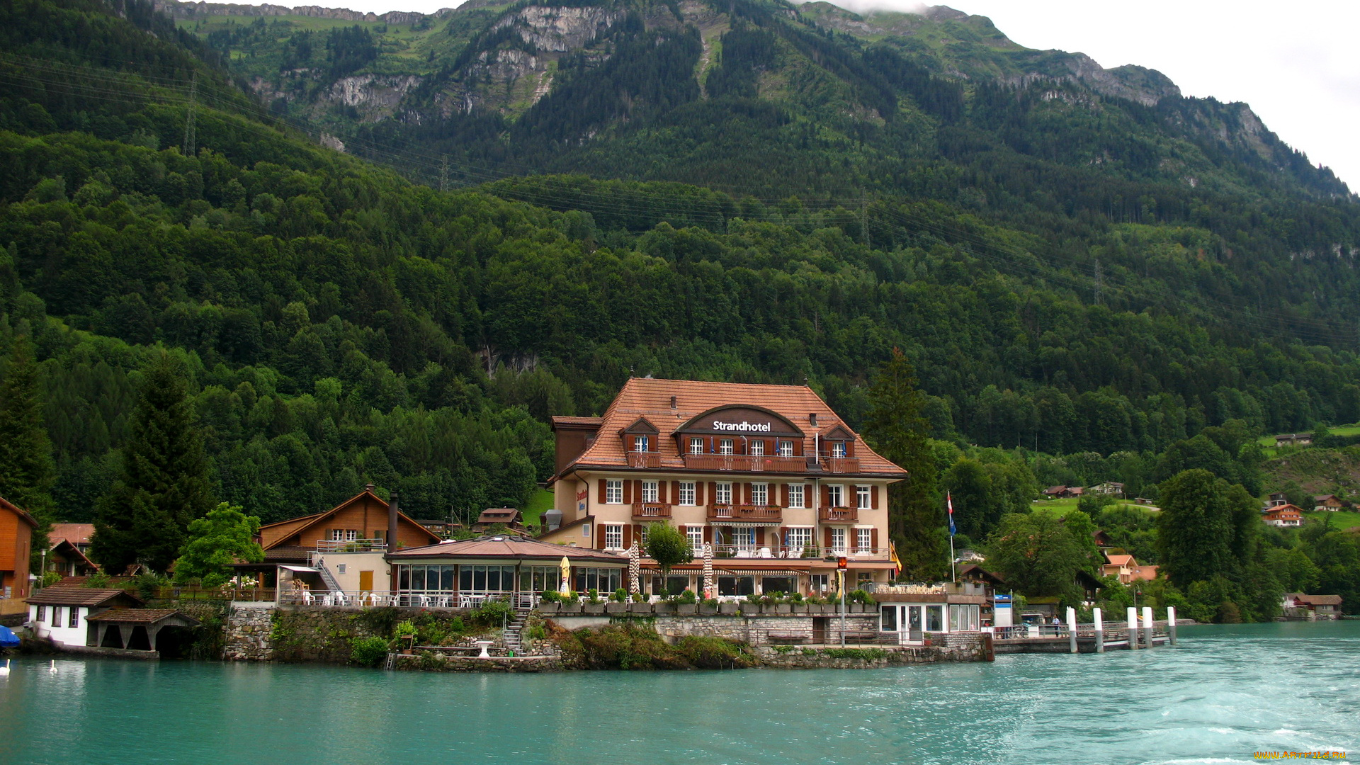 iseltwald, швейцария, города, пейзажи, дома, горы, озеро