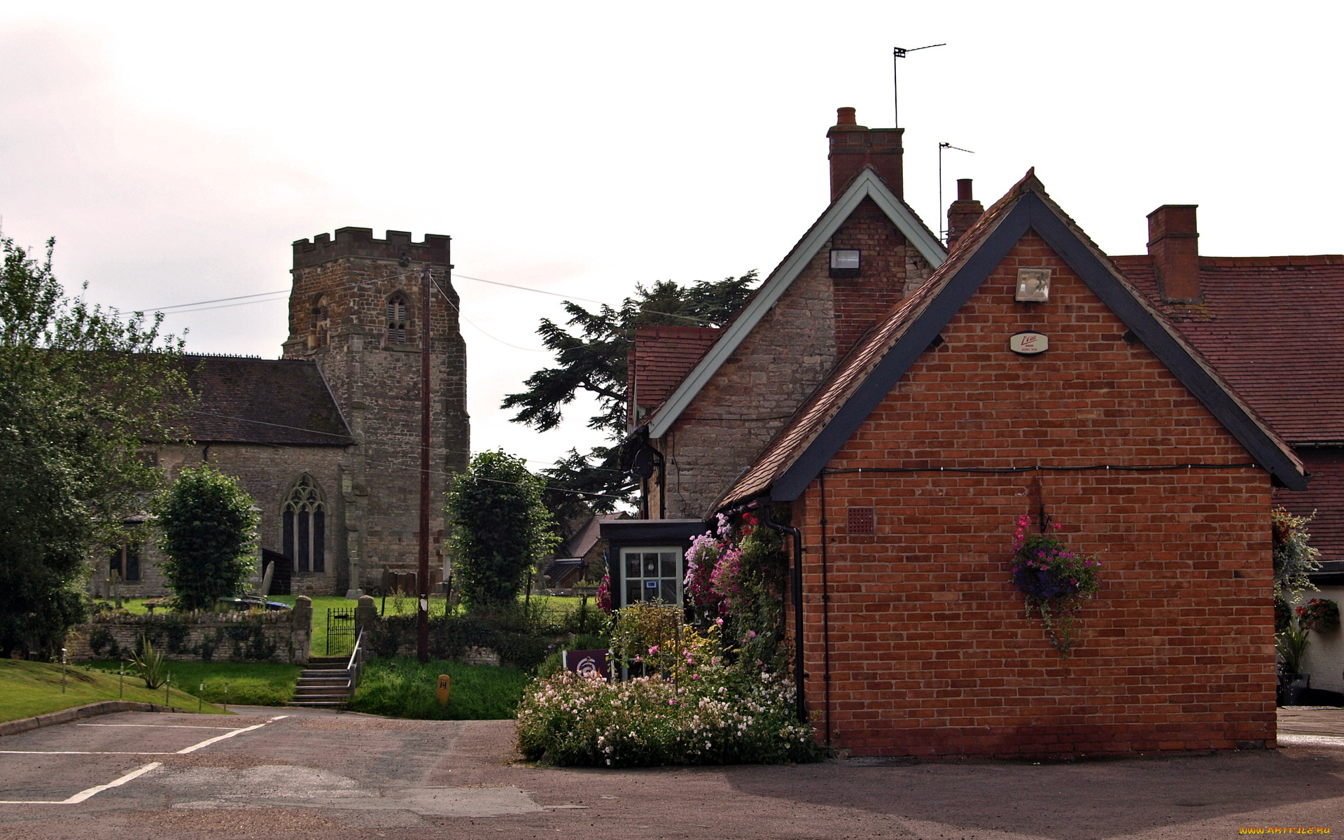 англия, стратфорд, он, эйвон, города, здания, дома, цветы