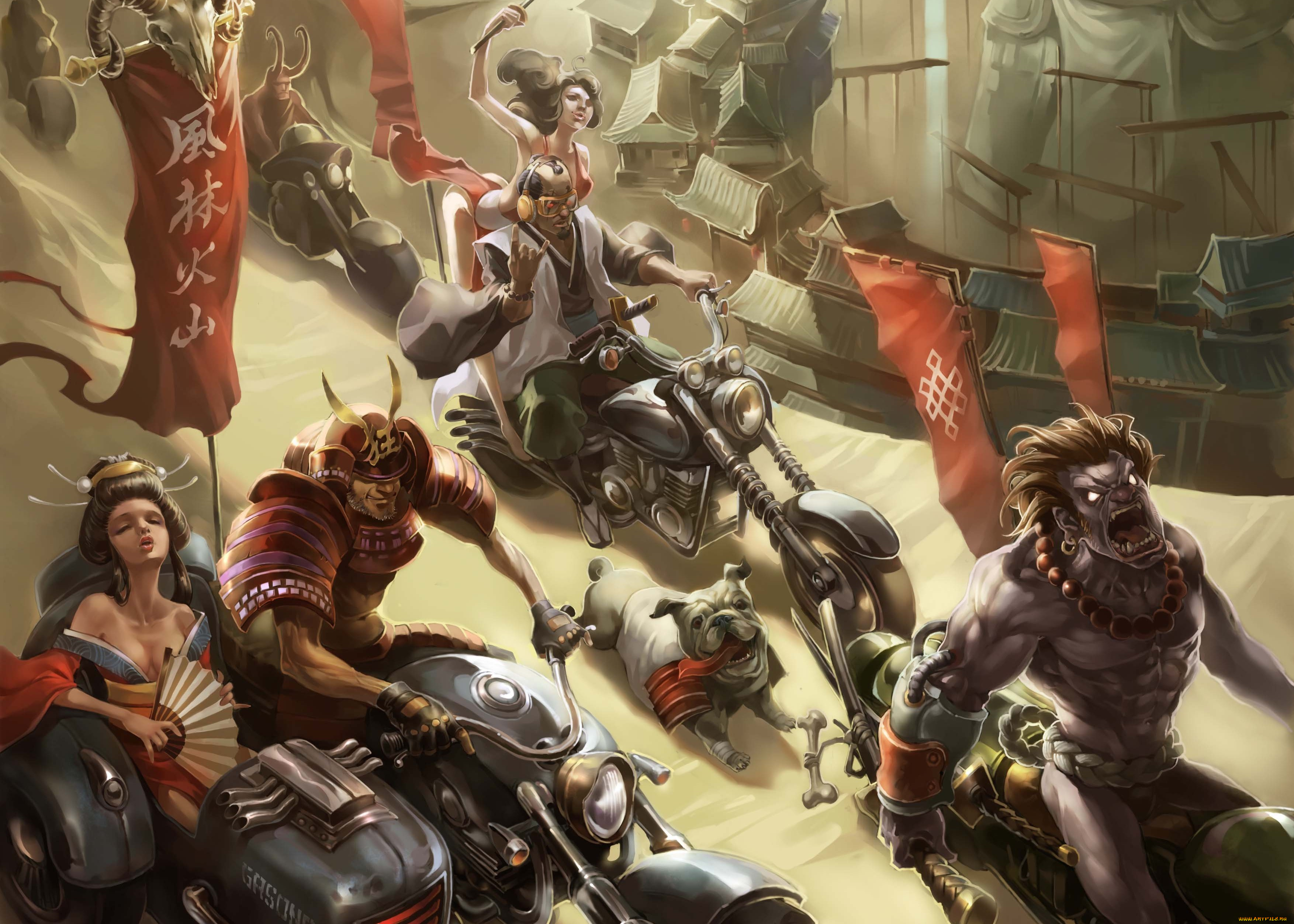 фэнтези, существа, гонки, мотоциклы