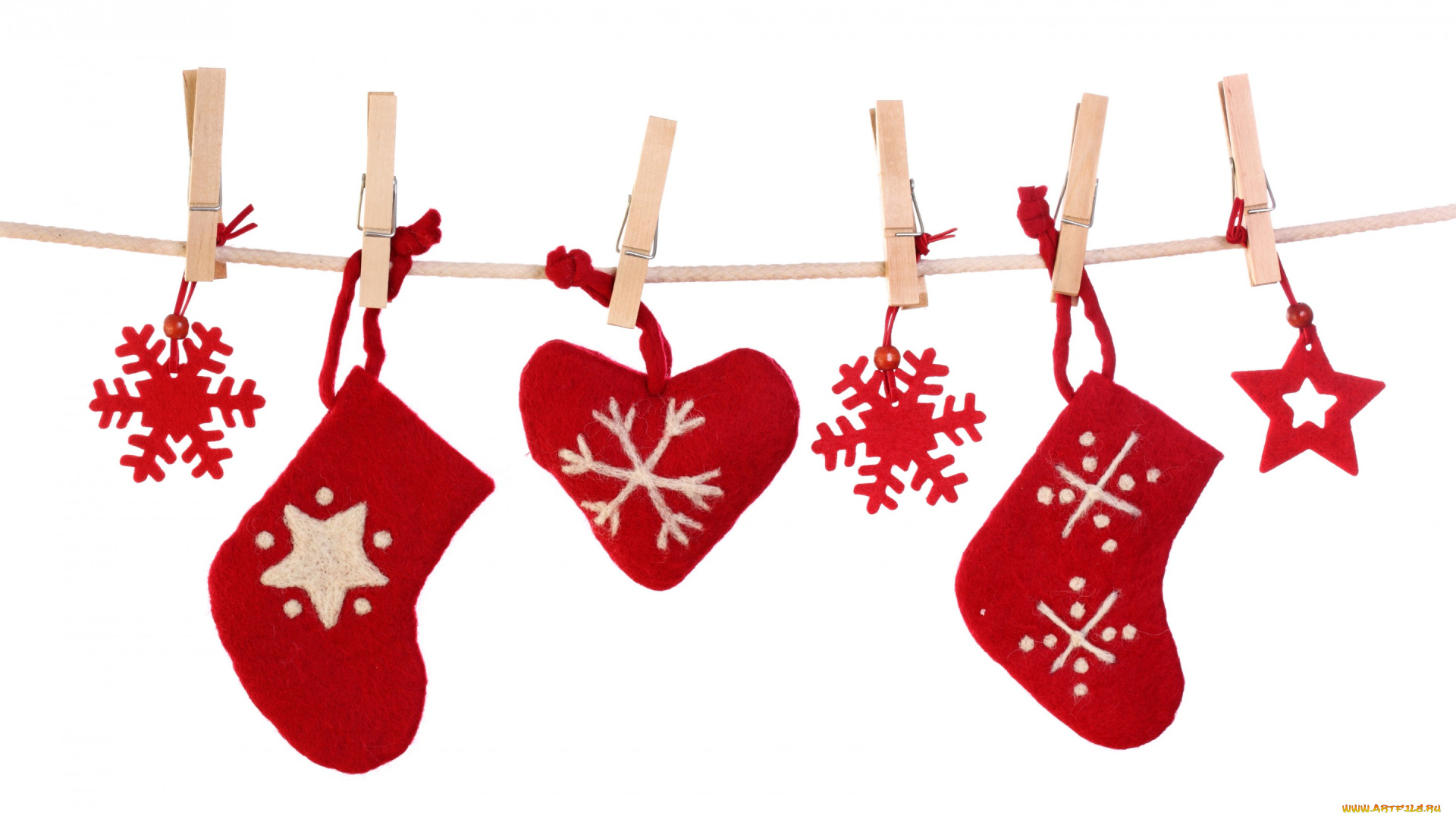 праздничные, украшения, merry, christmas, decoration, рождество, новый, год, сердце, снежинки, носки