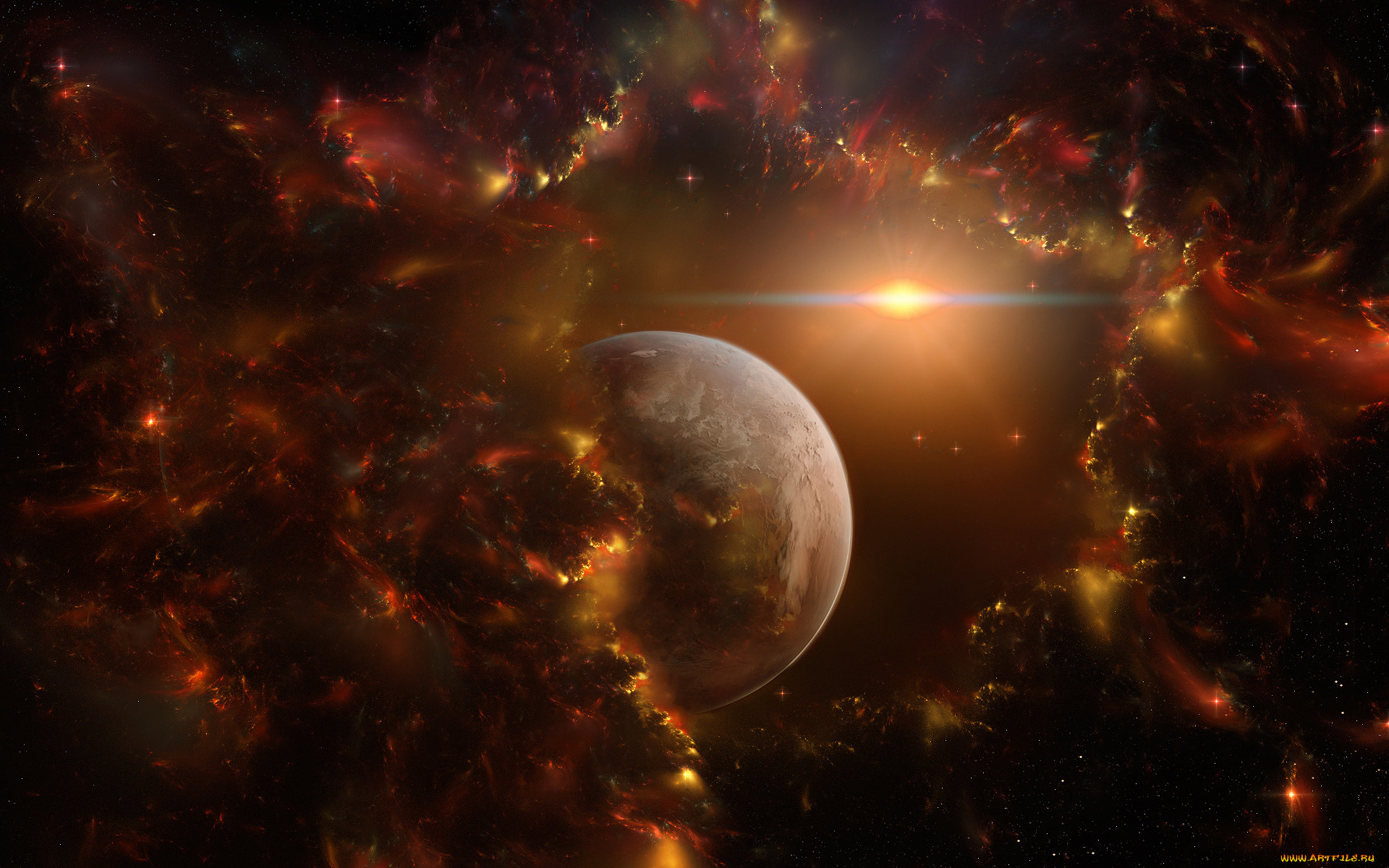 космос, арт, туманность, вселенная, звезды, планеты
