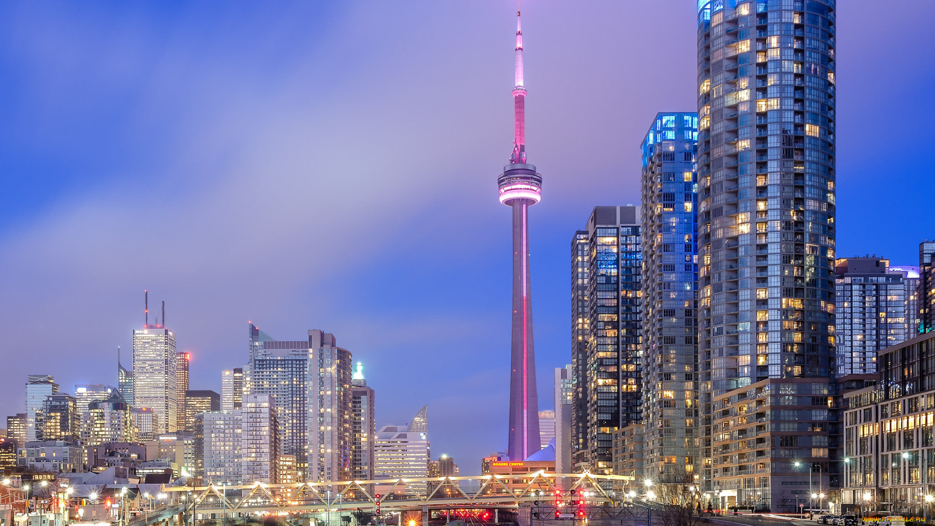 bathurst, bridge, -, toronto, , on, города, торонто, , канада, телевышка