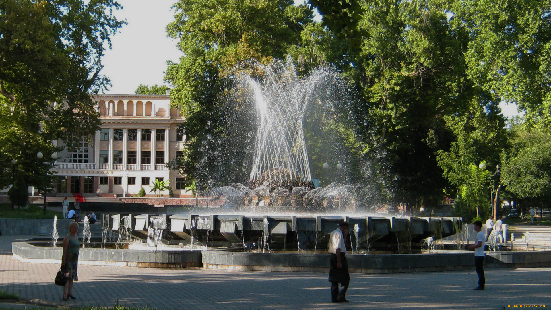 города, -, фонтаны, парк, вода, лето