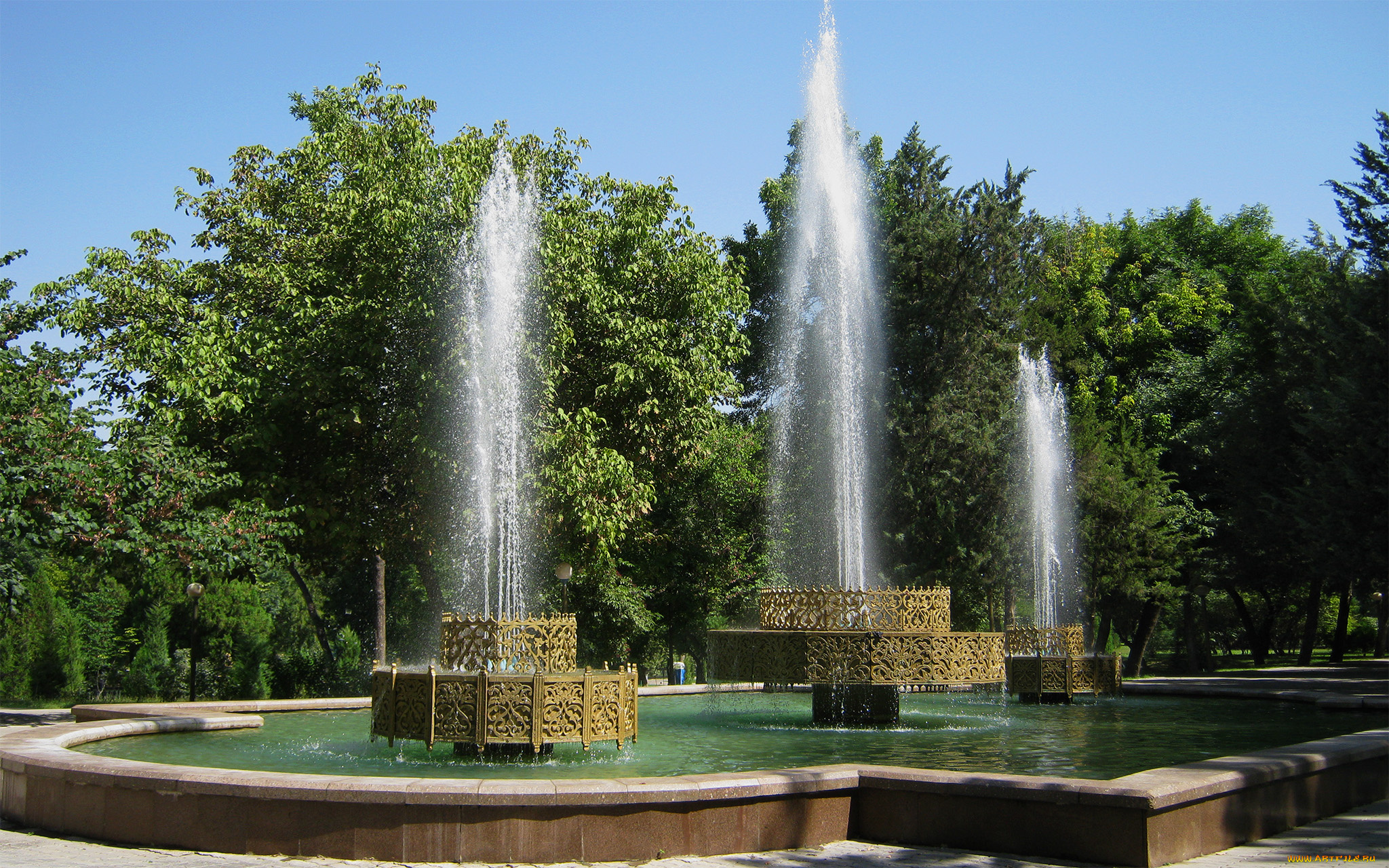 города, -, фонтаны, чеканка, вода, парк
