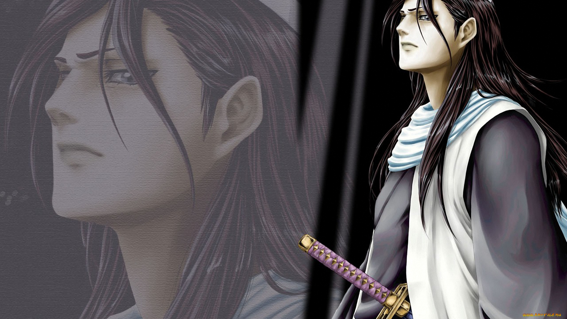 аниме, bleach, меч, шинигами, воин, взгляд, капитан, sword, shinigami, byakuya, kuchiki