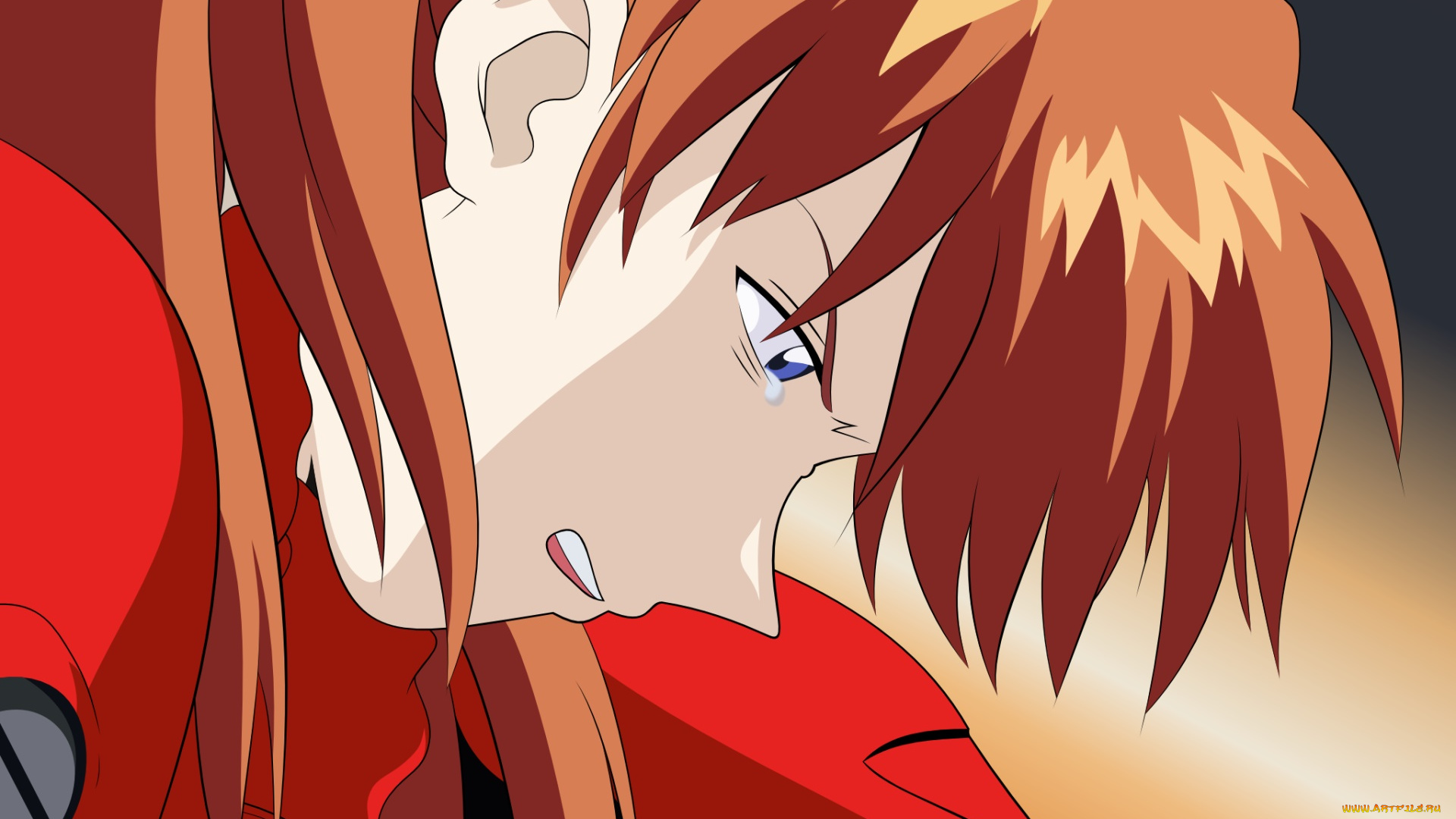 аниме, evangelion, парень, взгляд, фон